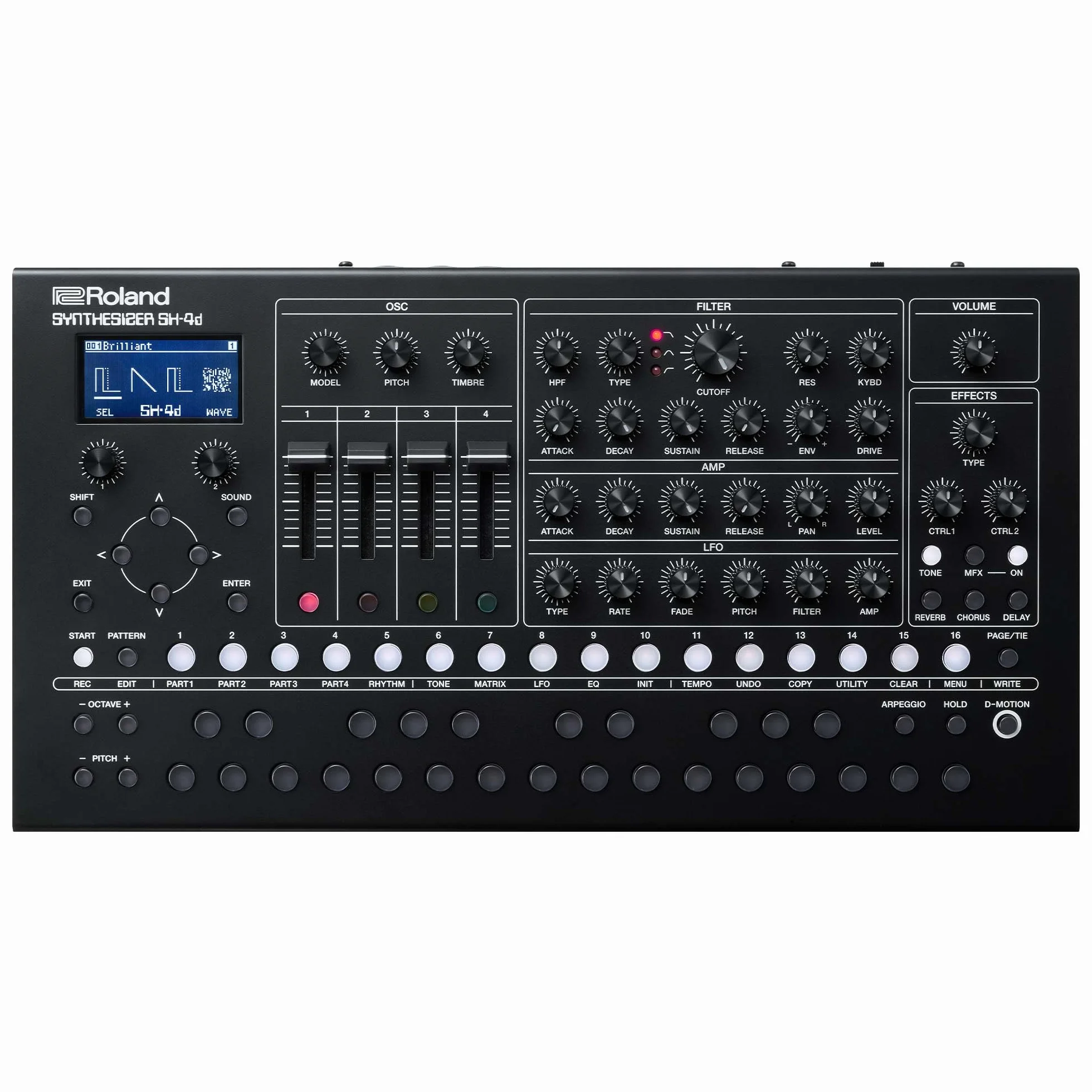 Roland SH-4d Sintetizzatore Desktop Compatto | 11 Modelli di OSC | Funzionalità professionali per il sound design | Perfetto per lo studio e il palco | Workflow con controlli diretti