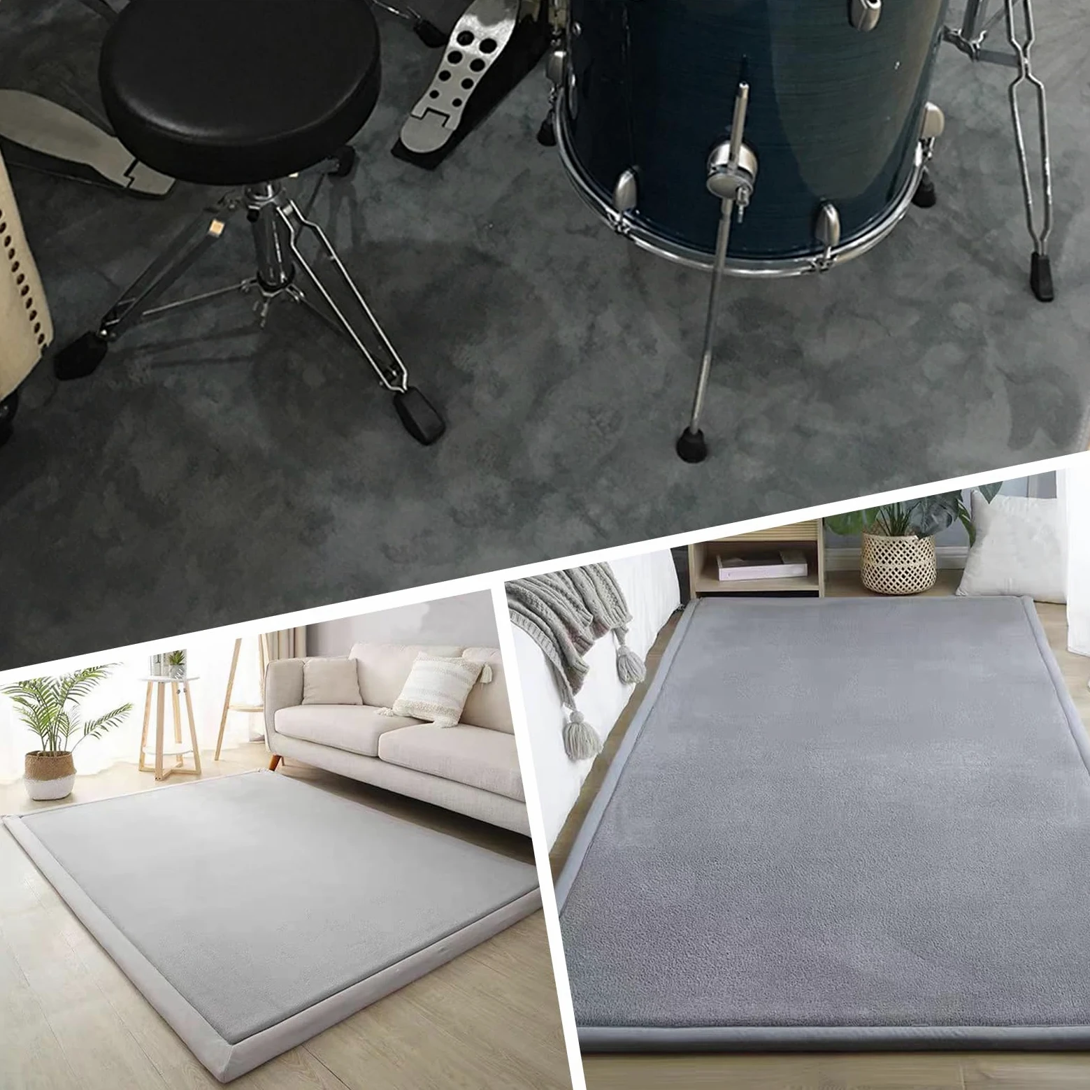 Tappetino Insonorizzato Batteria, Tappeto Batteria Elettronica, Antiscivolo Tappeto per Batteria, Carpet Drum Mat, Tappeto per Batteria e Strumenti a Percussione 100x160cm/39.37x62.99inch