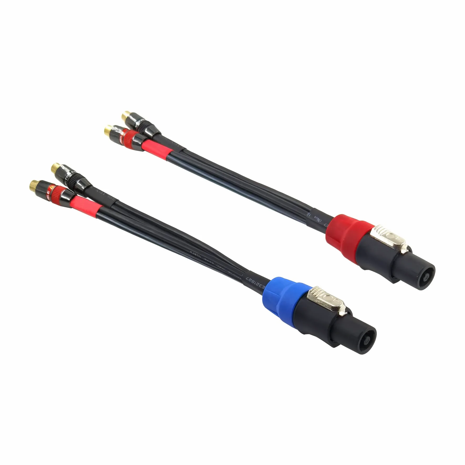 WJSTN Speak-on 4-Pole to Dual RCA Break Out Splitter Cable Speakon Splitter Cable,for Speaker (Speakon to RCA)