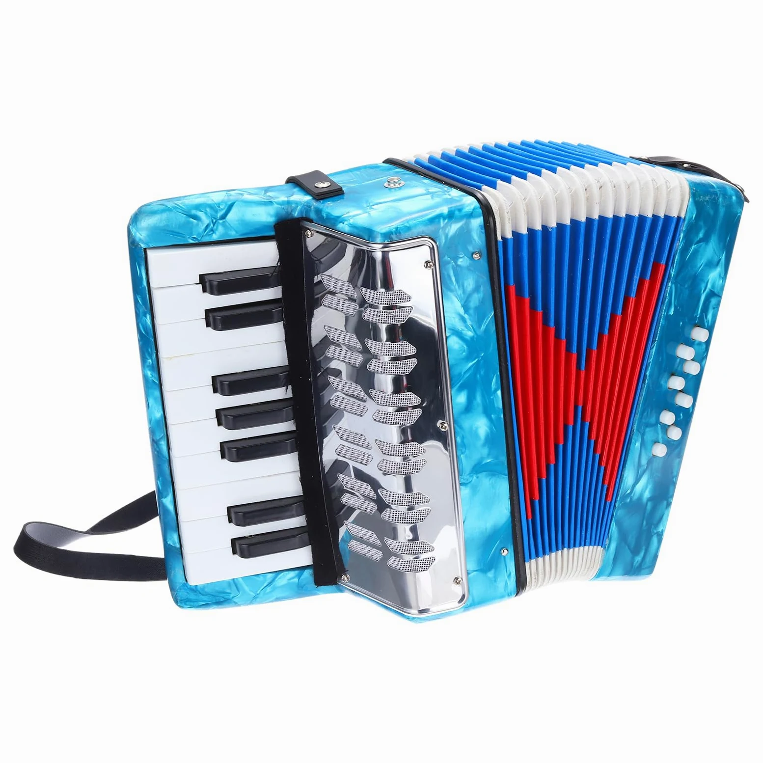 sourcing map Fisarmonica, 17 tasti, 8 tasti basso, mini strumento musicale leggero per bambini principianti educativo, blu cielo