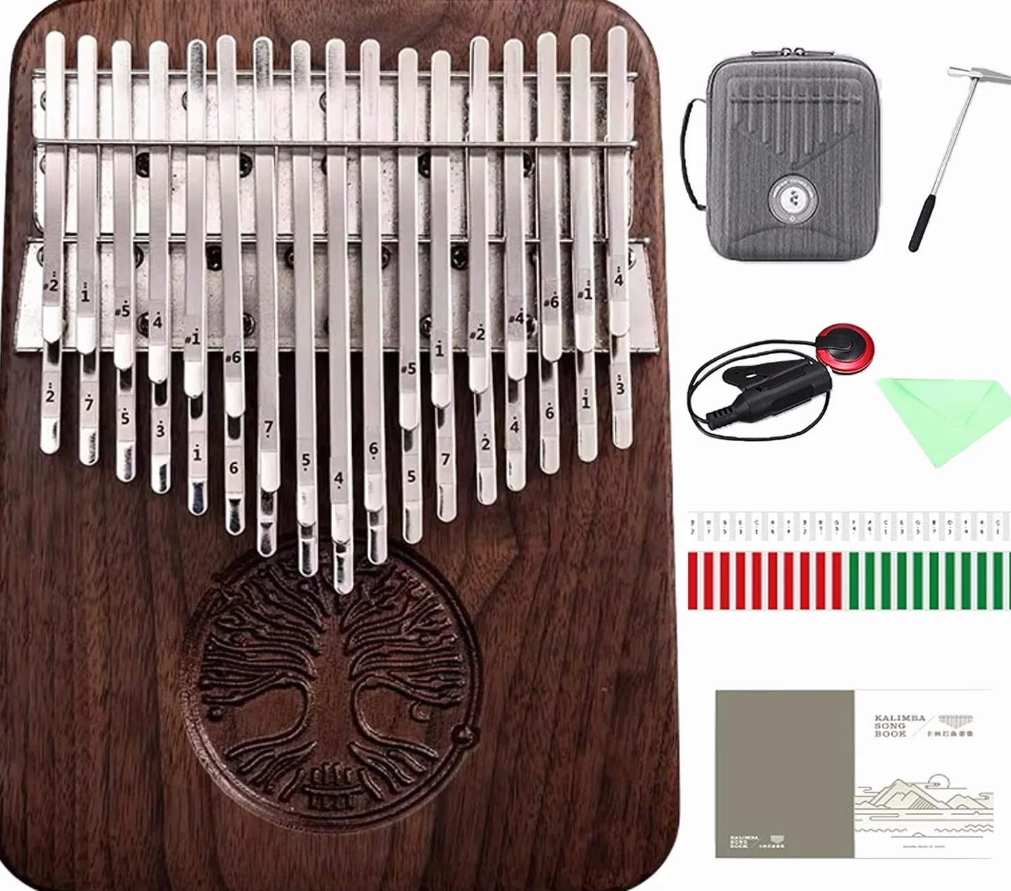 Kalimba Professionale a 34 Chiavi - Cromatica a Doppio Strato Con Tavola Armonica in Legno Massello - Tono Etereo Con Risonanza Sostenuta