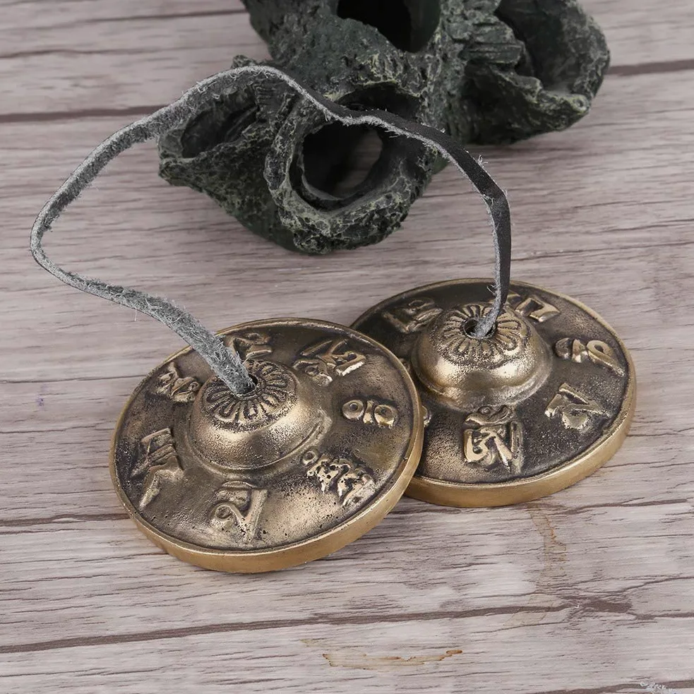 Piatto Tingsha, piatto da dito in ottone, campanelli Tingsha in ottone per la meditazione, strumento musicale religioso buddista