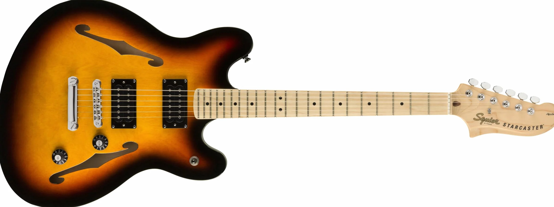 Squier by Fender Affinity Series Starcaster, tastiera in acero, 3 colori Sunburst, Include lezioni virtuali gratuite su Fender Play