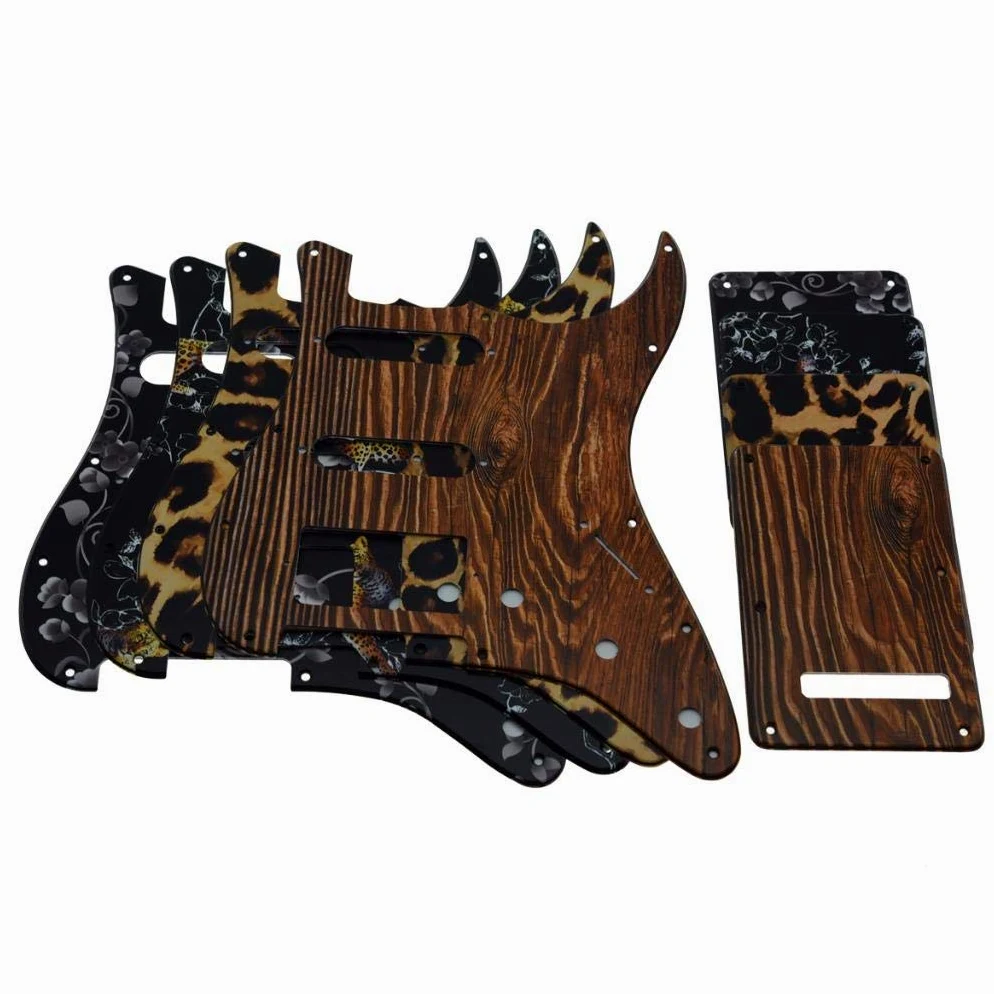 Dopro - Battipenna in plastica 3D stampato per chitarra Strat HSS, piastra posteriore ST, copertura tremolo per Fender Strat statunitense/messicana, motivo floreale