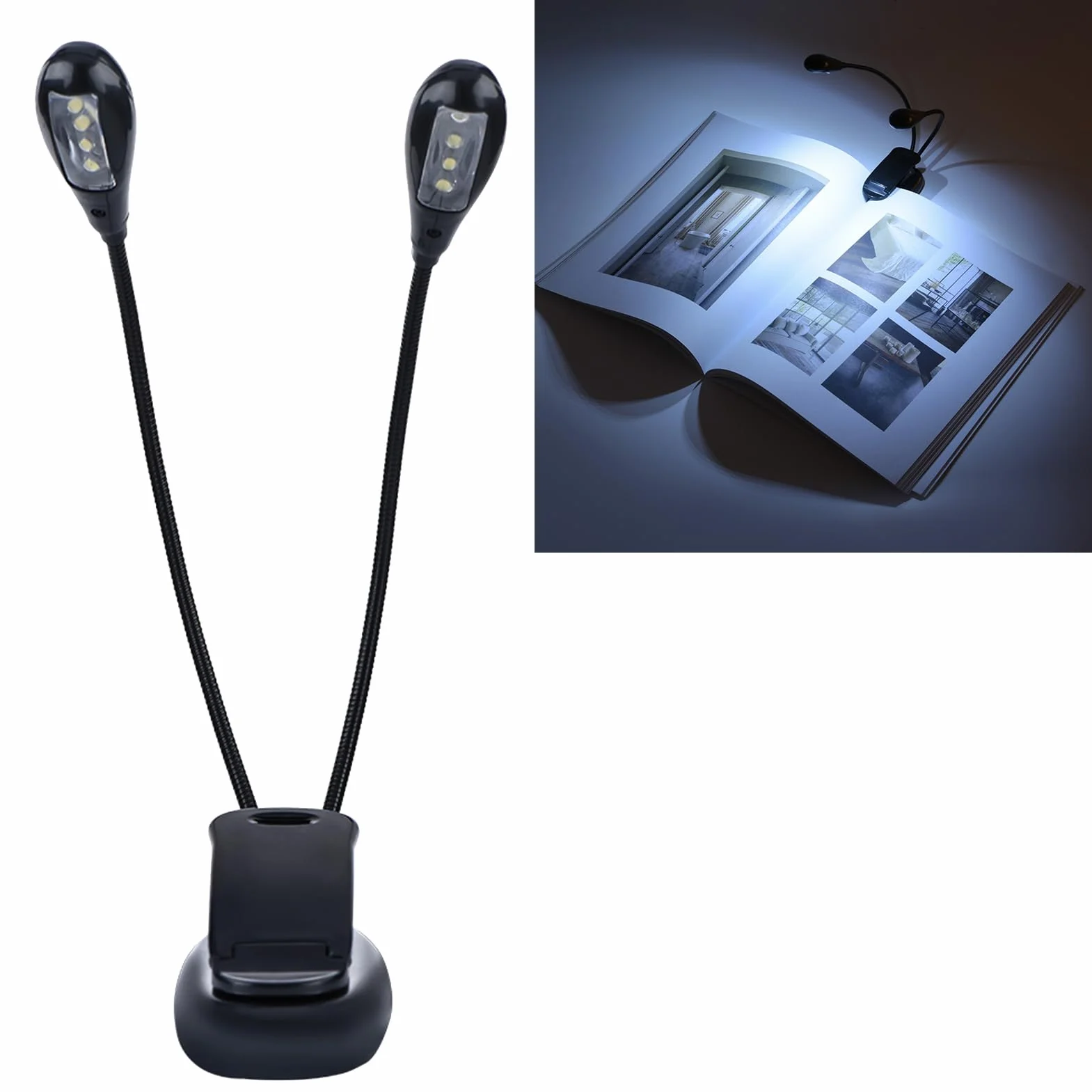 Luce per libri a LED senza luce blu Luce per leggio per la lettura di spartiti musicali per uso domestico per uso scolastico(8 lights)