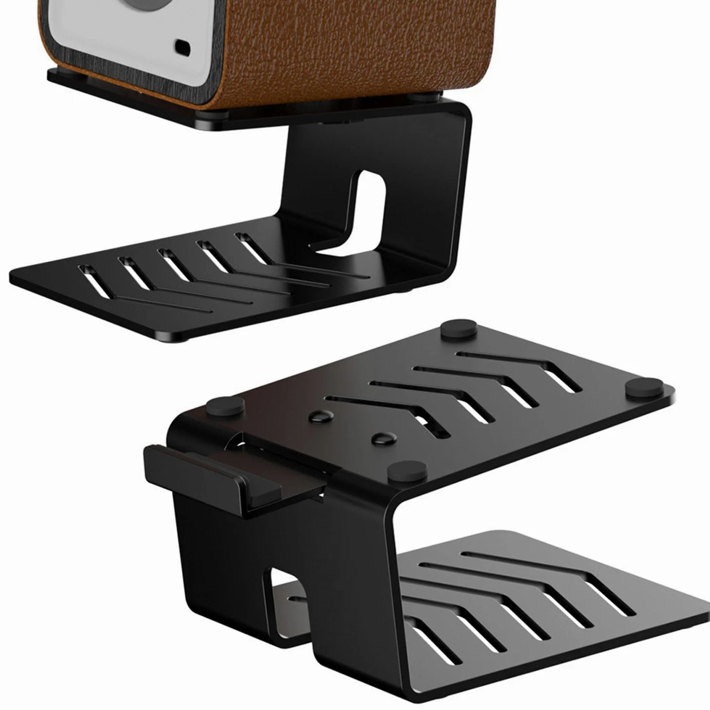 suptek 1 paio di supporti per altoparlanti da tavolo con cuscinetti di assorbimento delle vibrazioni, coppia di supporti per altoparlanti in metallo, supportano fino a 15 kg ciascuno, supporto audio