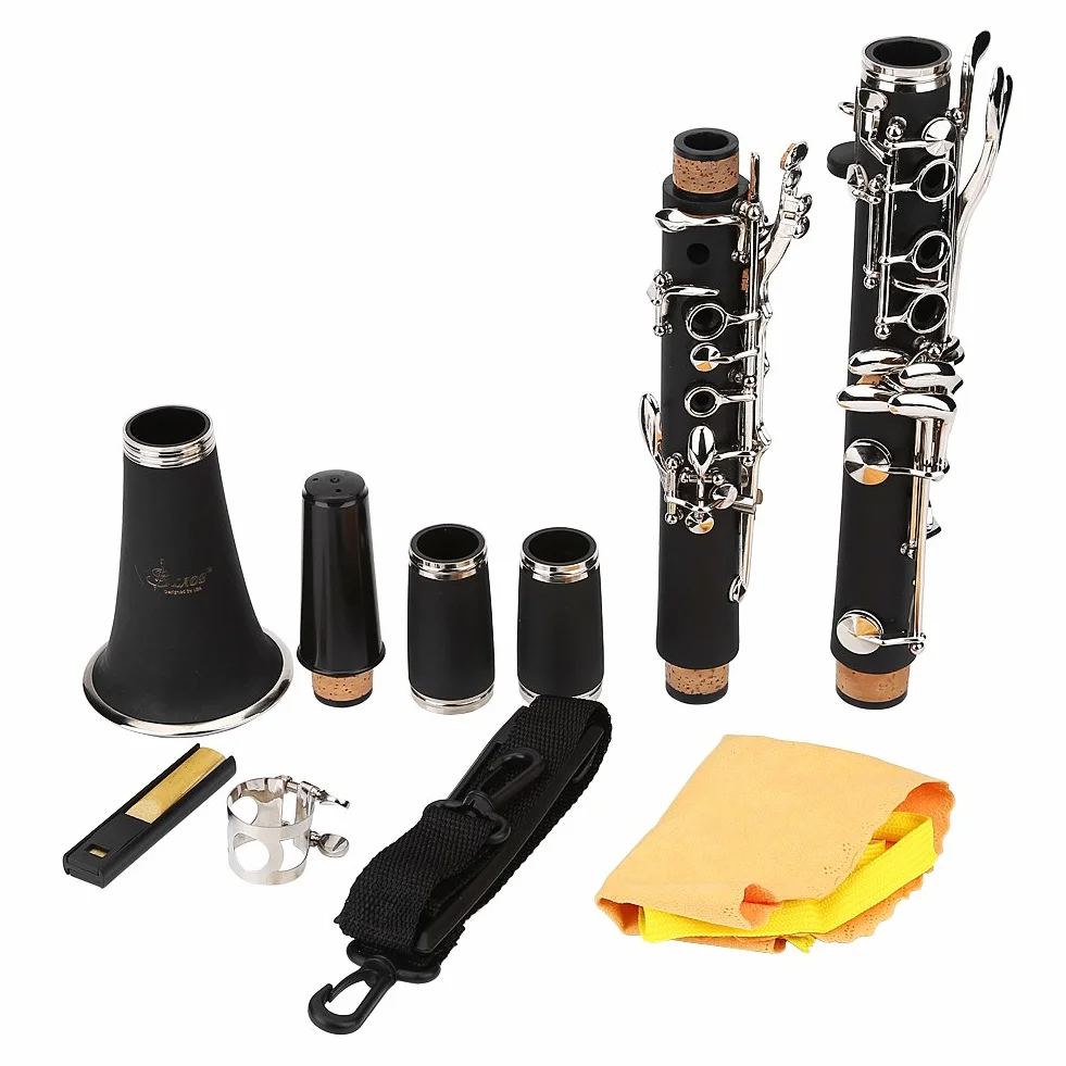 Clarinet - Clarinetto a 17 chiavi discendente al Re, con ance e panno per la pulizia