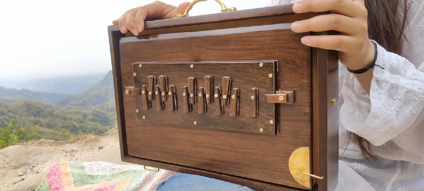 Premium Shruti Box con Espresso Color 440hz | Borsa imbottita per il trasporto/Realizzato in legno di teak/Strumento indiano | Scatola Shruti (432hz su richiesta)