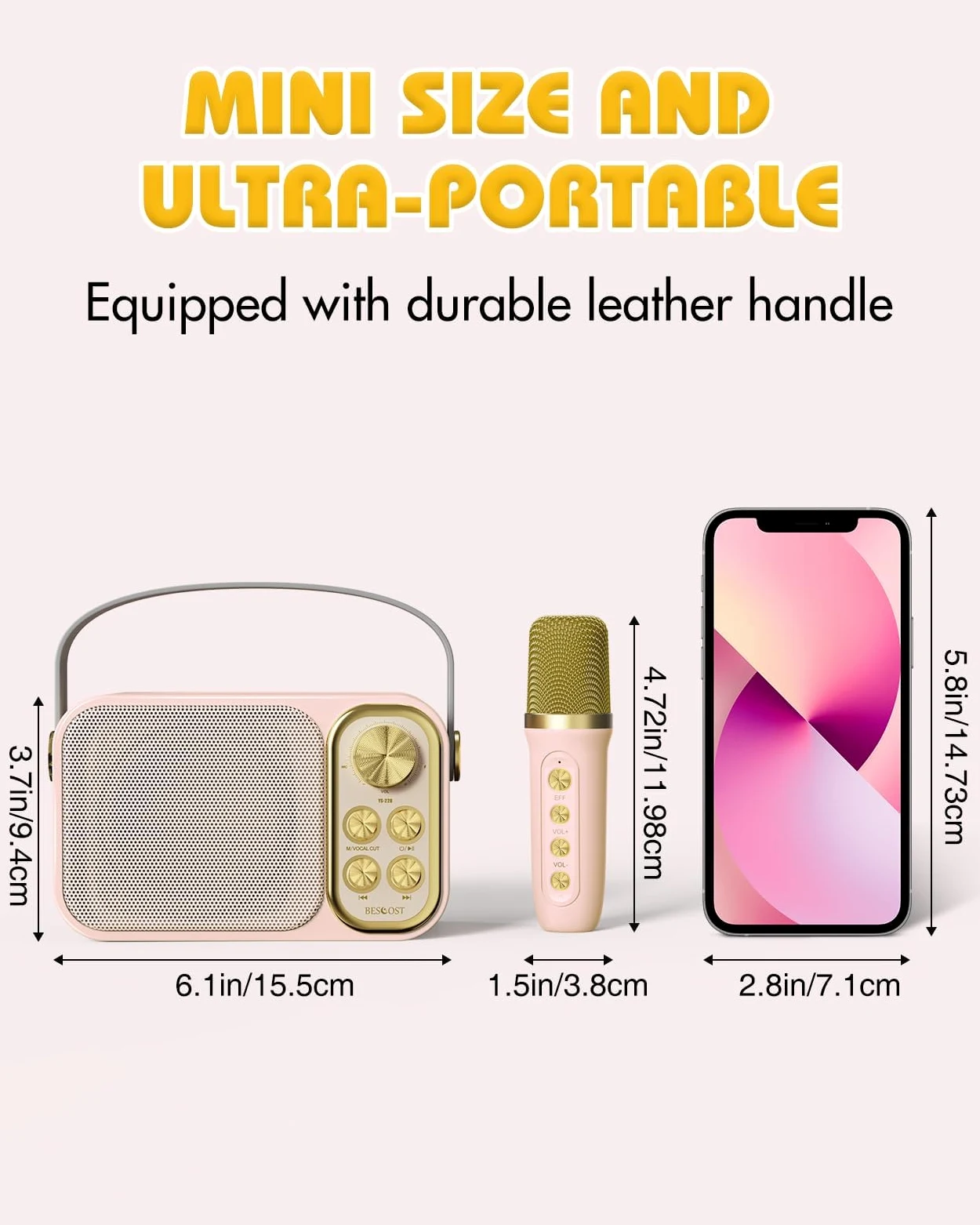 Karaoke per Bambini BESCOST Professionale Completo con 2 Microfoni Wireless,Cassa Portatile 7 Effetti Sonori,Idea Regalo Compleanno,Giocattolo Natale 5-14 Anni