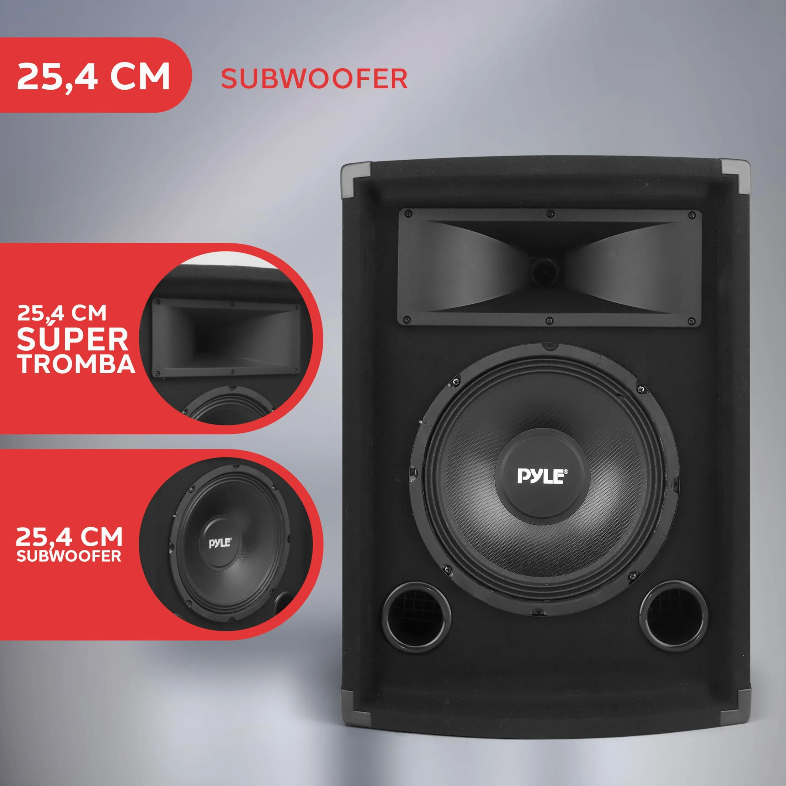 Pyle Cassa Portatile Passiva PA, Speaker da 500 Watt per Esterni, Woofer da 25,4 cm, Bobina Kapton da 3,8 cm, Super Horn 10,2 x 25,4 cm per Medi e Alti, per Campeggio e Festa
