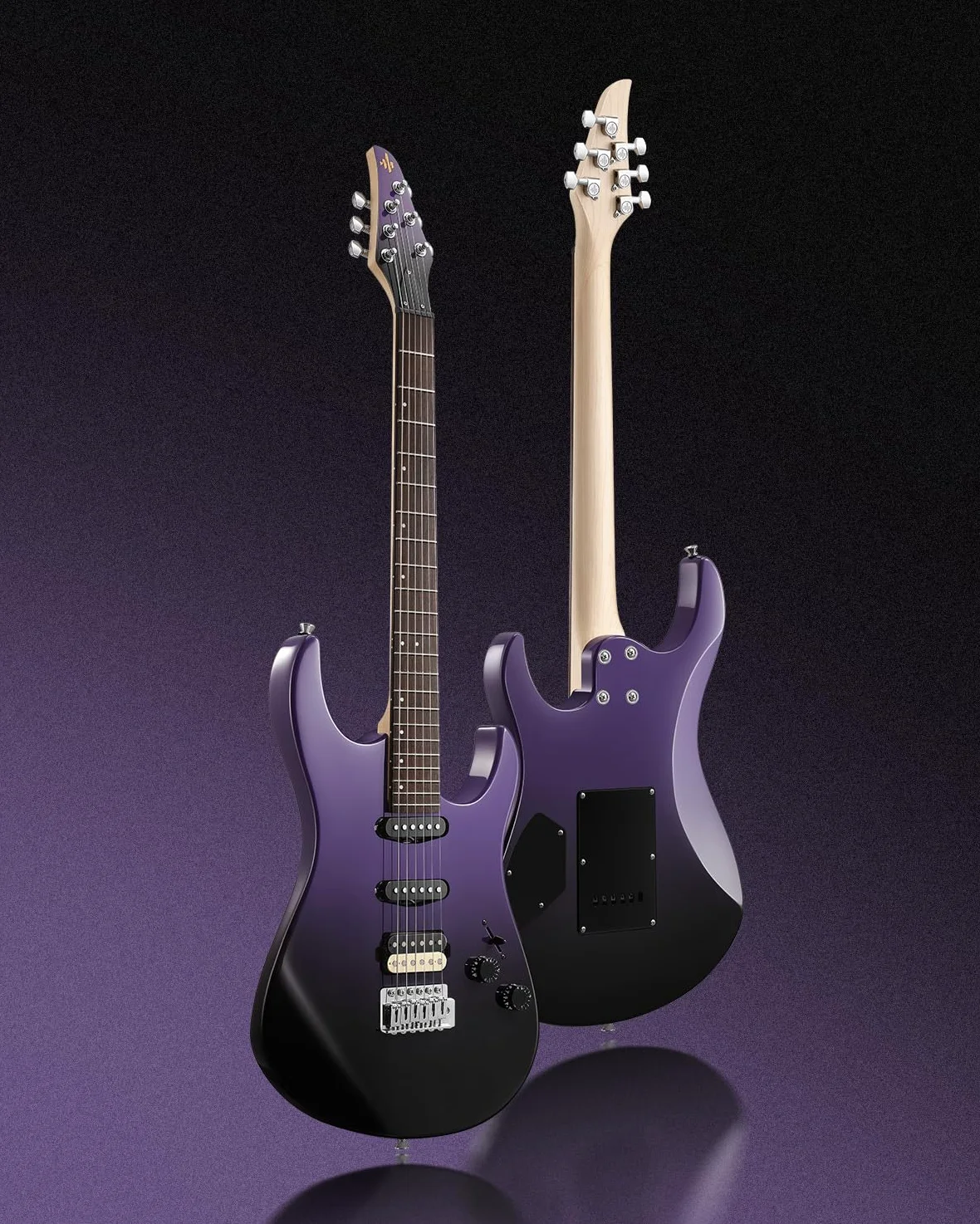 Donner DMT-66 39 Inch Guitarra Eléctrica de Tamaño Completo para Principiantes, Kit de Guitarra Eléctrica con Funda Nero Violaceo