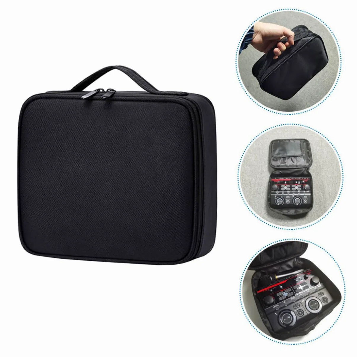 Borsa Portatile per Stoccaggio Effetto Audio Materiale Nero, Comoda e Adatta per Microfono in Performance All'aperto