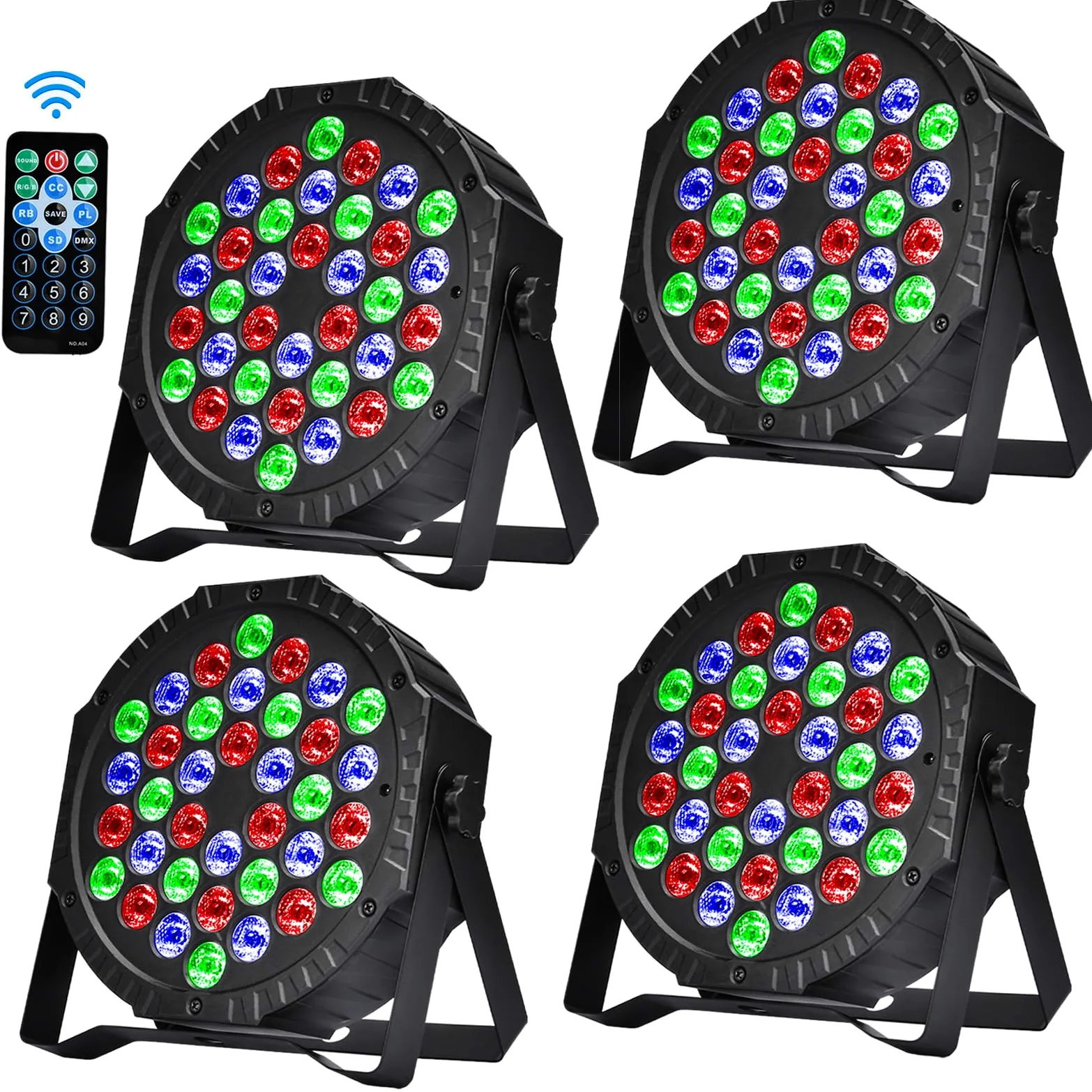 4 PCS Luci da Palco Discoteca 36 LED Par LED Luce da Palcoscenico Luci da DJ Luce Festa 7 Modalità Illuminazione con Telecomando per DJ Bar Party Matrimonio Banda Halloween Natale