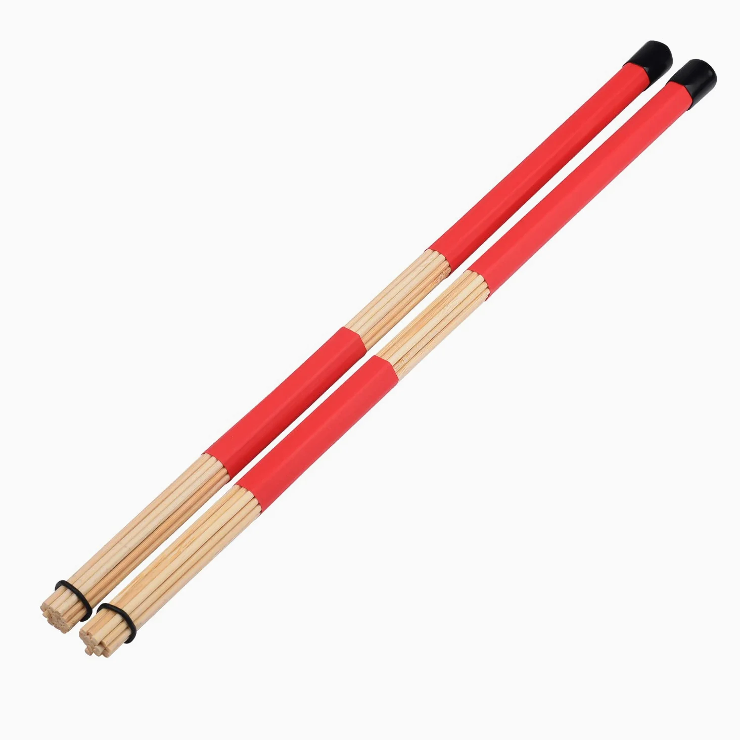 Jazz - Bacchette per batteria, bacchette in bambù, per musica jazz e folk (rosso)