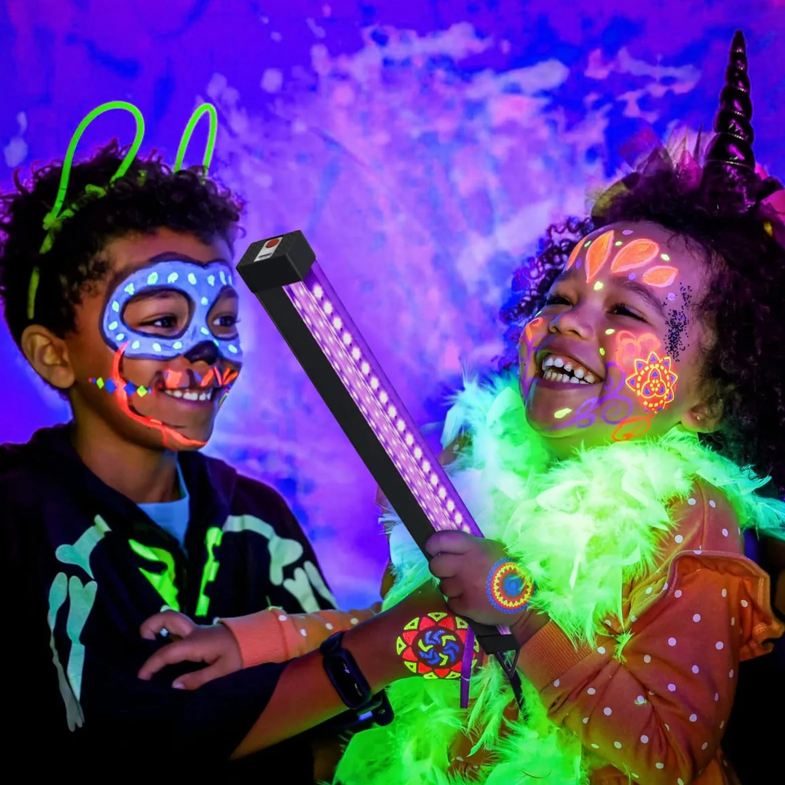 PORFOYO 2 Pezzi LED Luce Nera Bar Luce Nero Portatile UV Tubo Luce Lampada Viola LED UV Tubo Per Sera, Pittura Fluo, Poster Fluorescente, Halloween, Natale