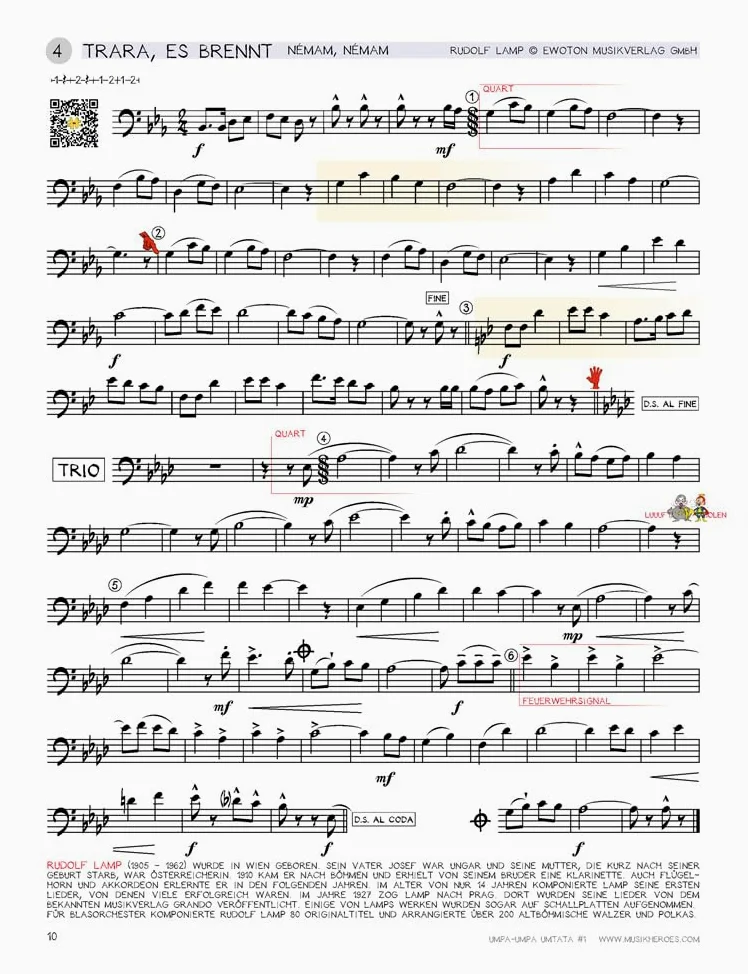 Umpa-Umpa Umtata #1 - Trombone - Partitura musicale con playalong in Bb per trombone, baritono o altri strumenti in ottone