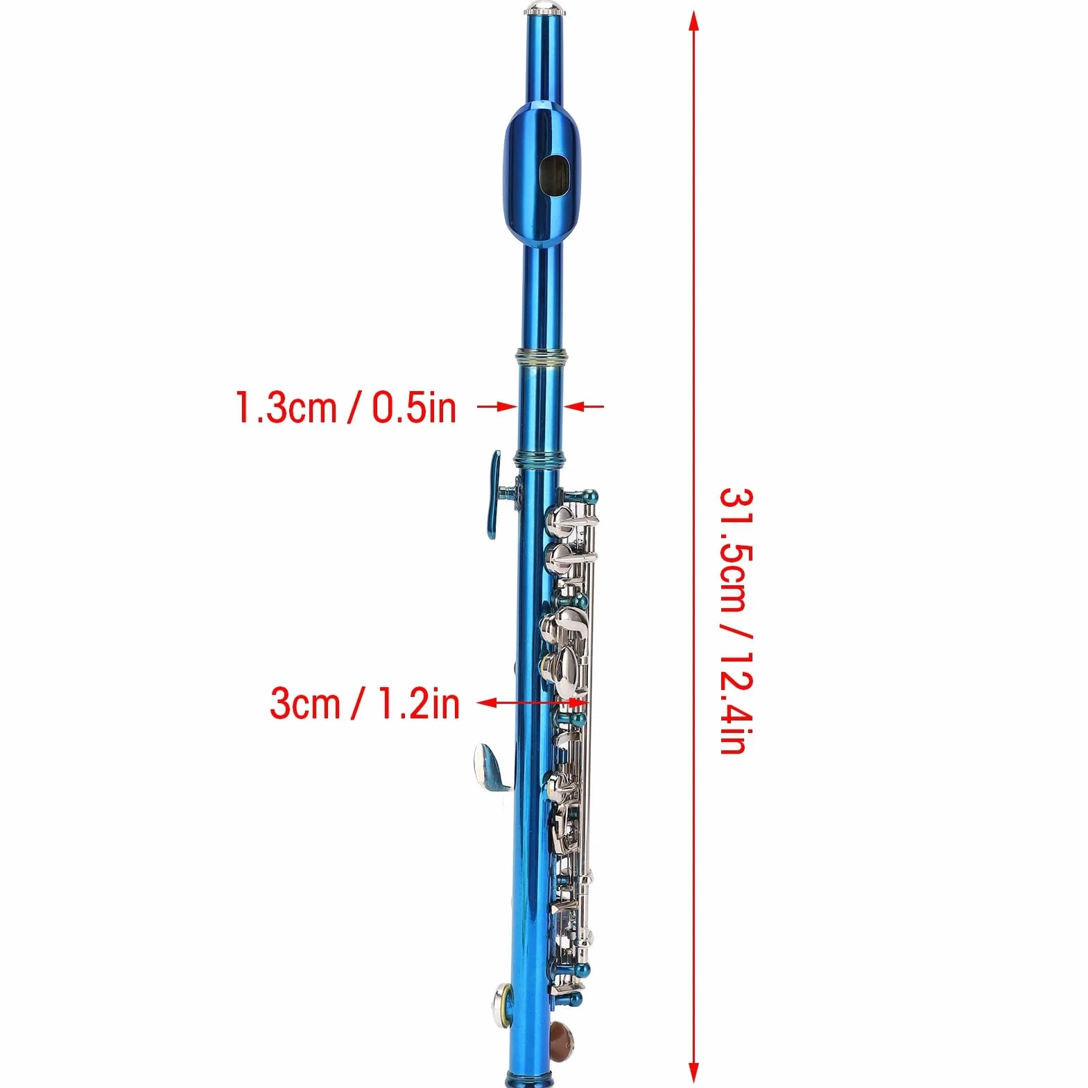 CHICIRIS Piccolo Flauto Blu in Cupronichel, Strumento per Principianti di Alta qualità con Buca Disegnata con Precisione per la Massima qualità del Suono, Uso a Lungo Termine, Adatto Come