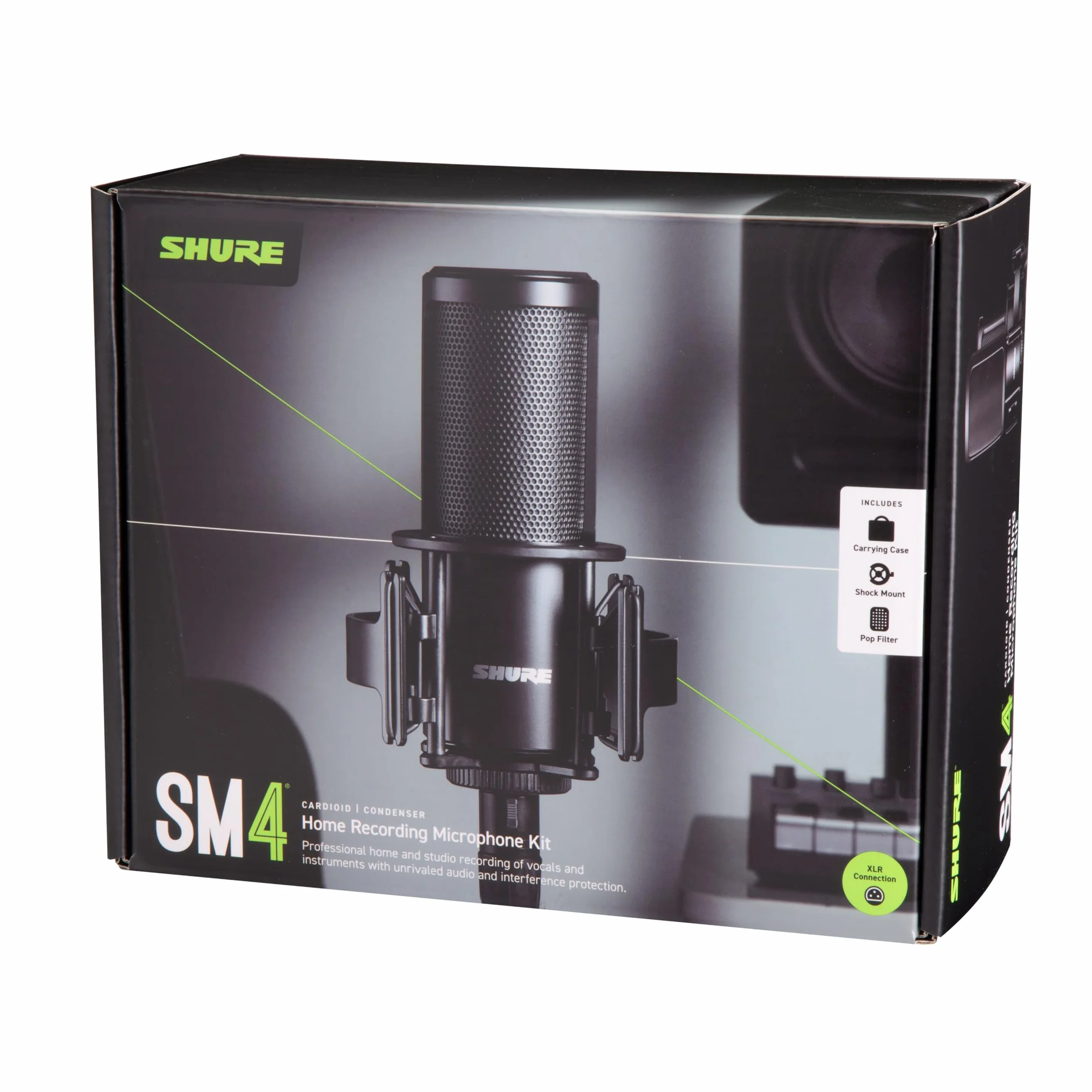 Shure SM4 Studio Recording Microphone Kit, XLR Home Studio Condenser Mic Optimized for Soft Vocals to Loud Instruments with Mix-Ready Audio All-Metal Construction (SM4-K-KIT)