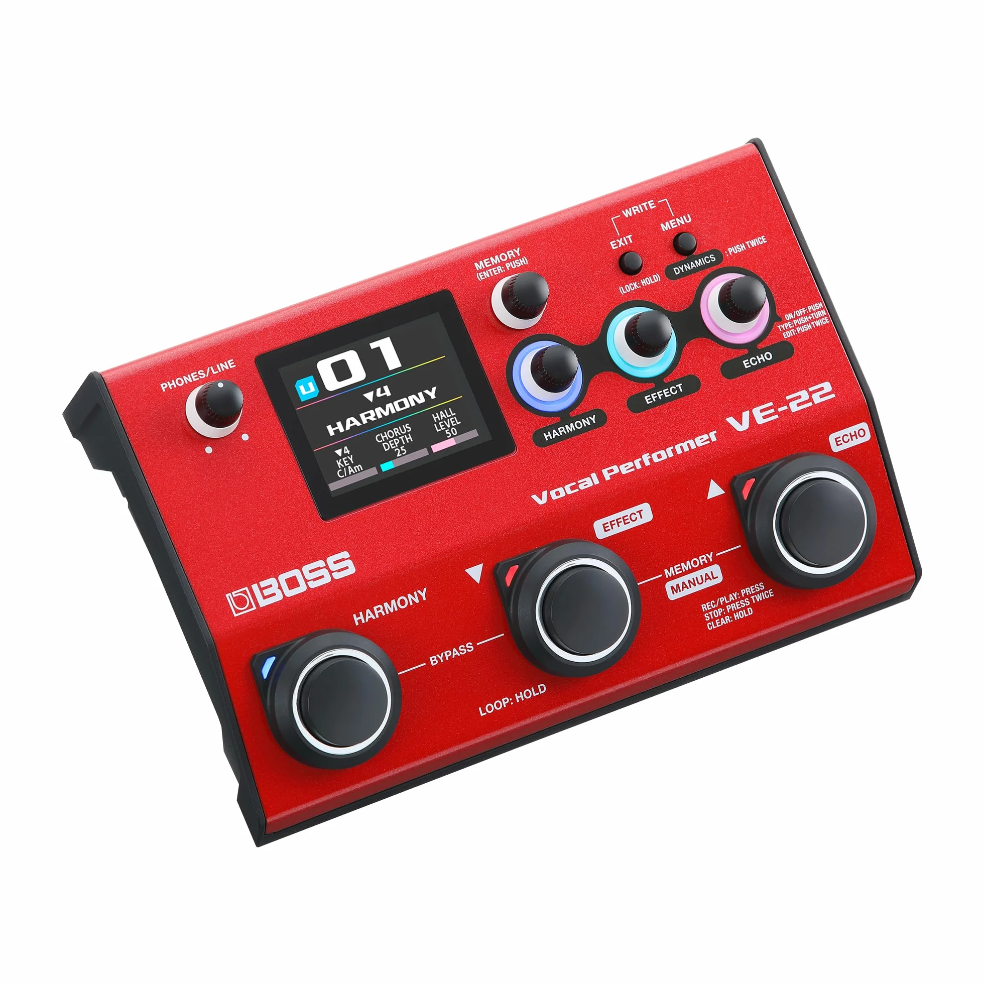 BOSS VE-22 Vocal Performer | Processore Multi-Effetto Avanzato per i Cantanti | Potenti Funzioni di Armonizzazione e Doubling | Correzione Automatica dell'Intonazione | Ideale per Esibirsi sul Palco