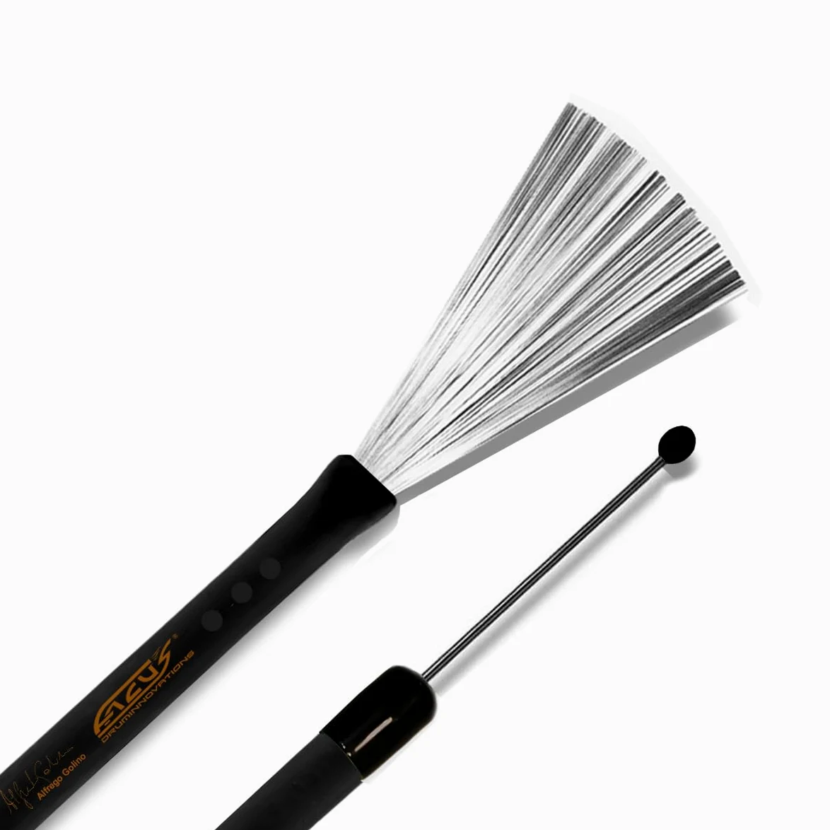 Facus Brushes Alfredo Golino - Spazzola Metallica Innovativa e Brevettata - Sistema di bloccaggio (3 Posizioni) con Molla e Sfera per un'ottima stabilità. Manico in alluminio rivestito in gomma.