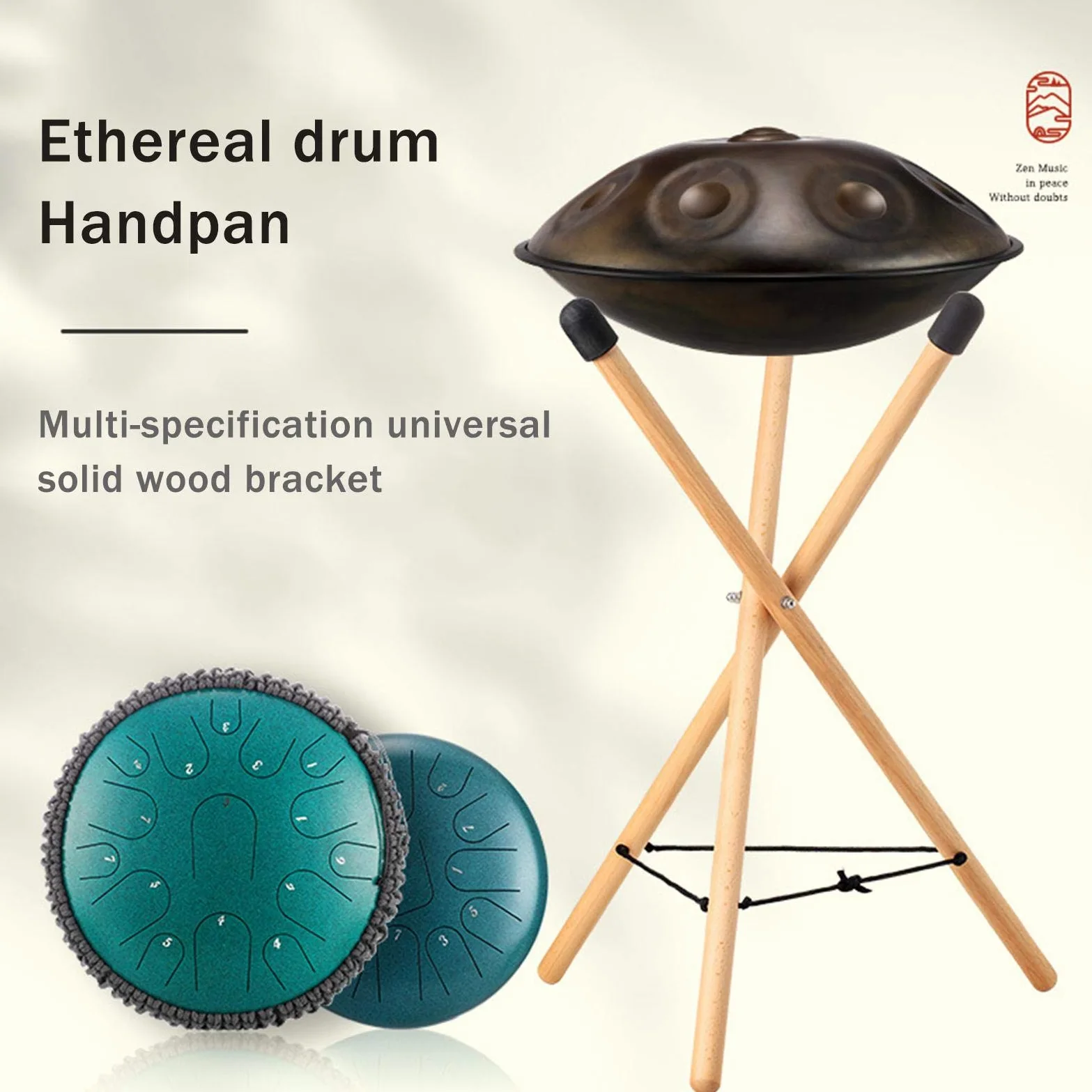 Yiida Handpan - Supporto per rullante, tongue Drum & Handpan, supporto per batteria, in legno massiccio, per rullante, per rullante