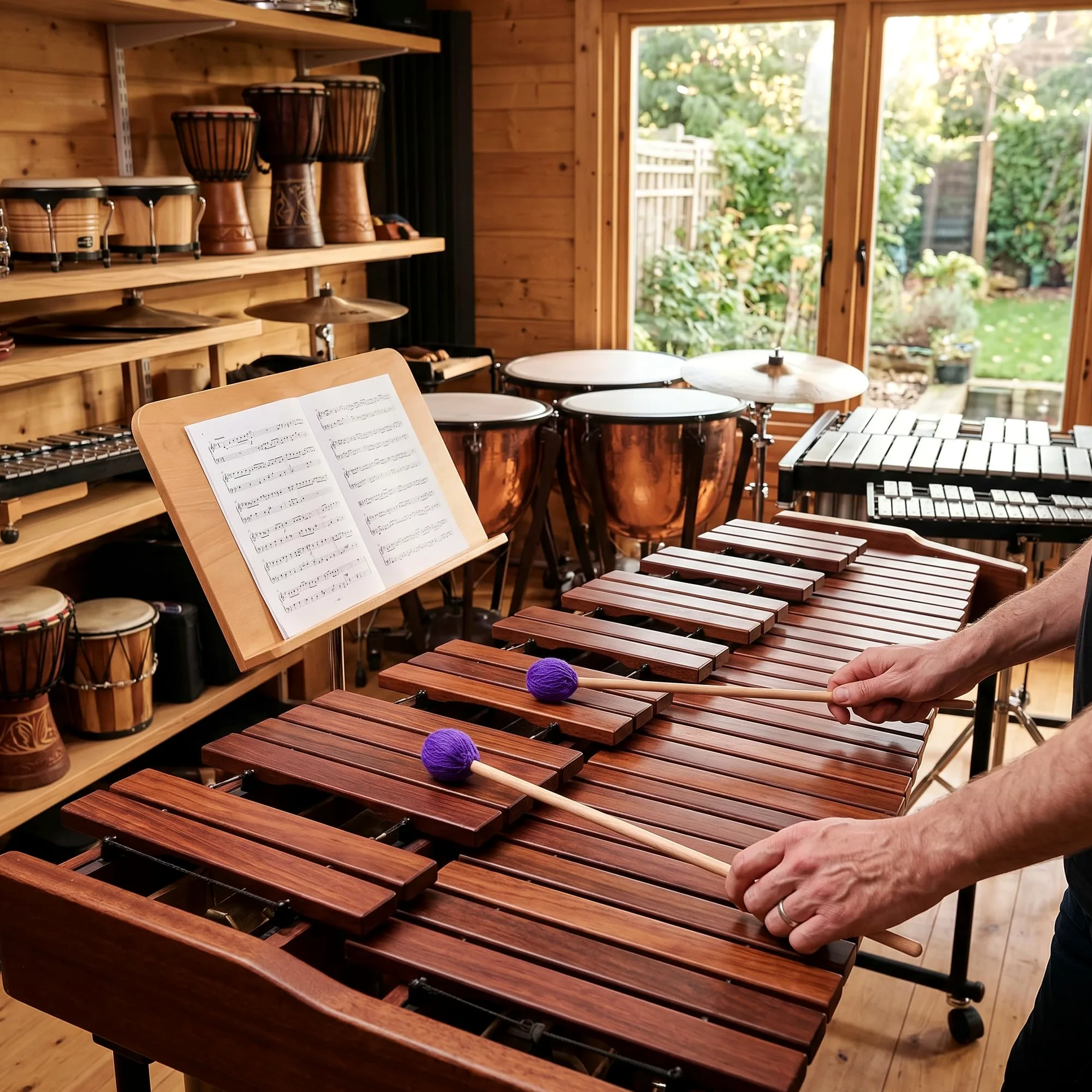 Dilwe 1 Paio di Bacchette per Bacchette Marimba a Testa Tonda in faggio con Manico per xilofono Accessori per Strumenti a percussione(Viola)