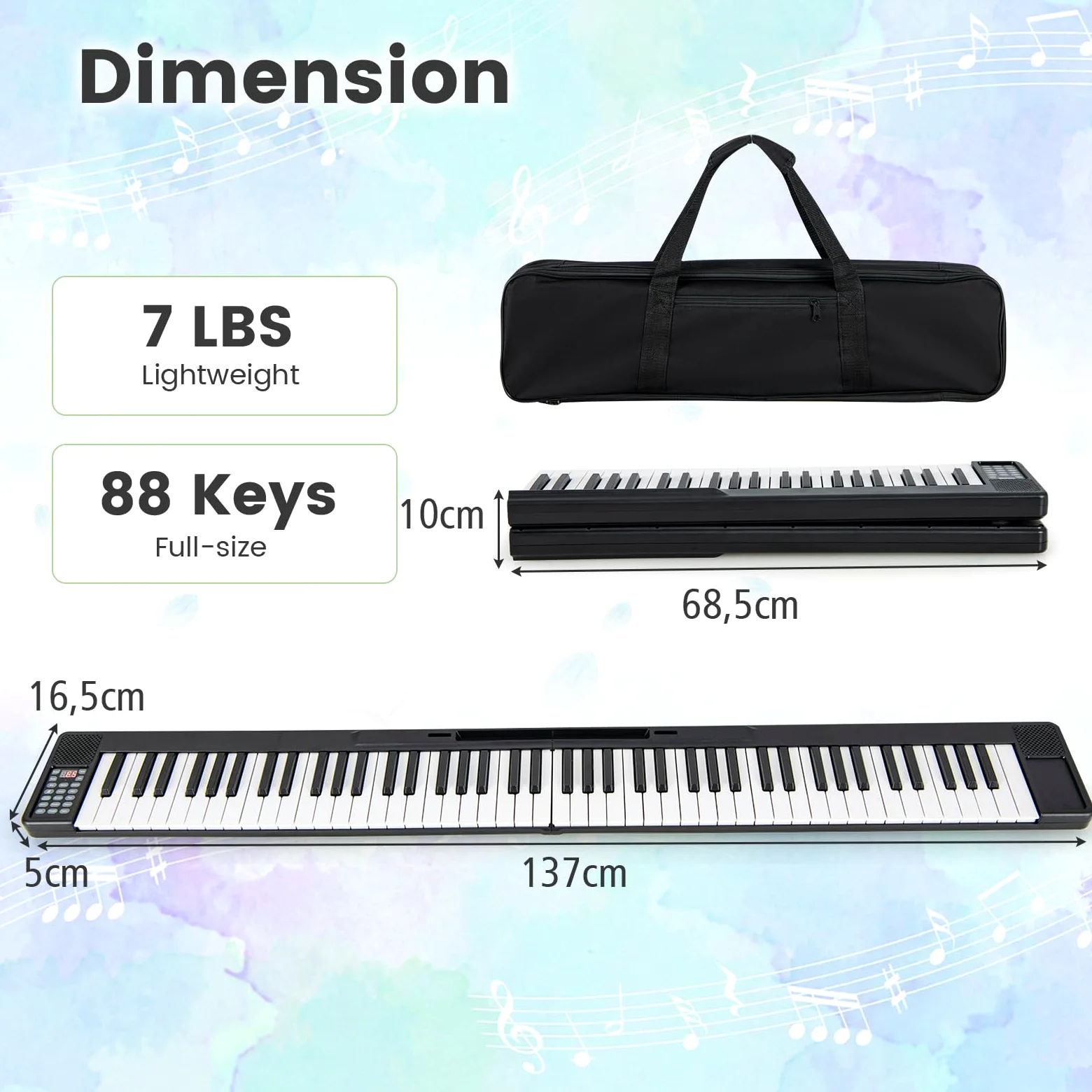KOMFOTTEU Pianoforte Digitale 88 Tasti con Funzione MIDI & Bluetooth, Tastiera di Pianoforte Elettronico Multifunzionale Pianoforte Digitale Pieghevole per Principianti con Borsa per Pianoforte