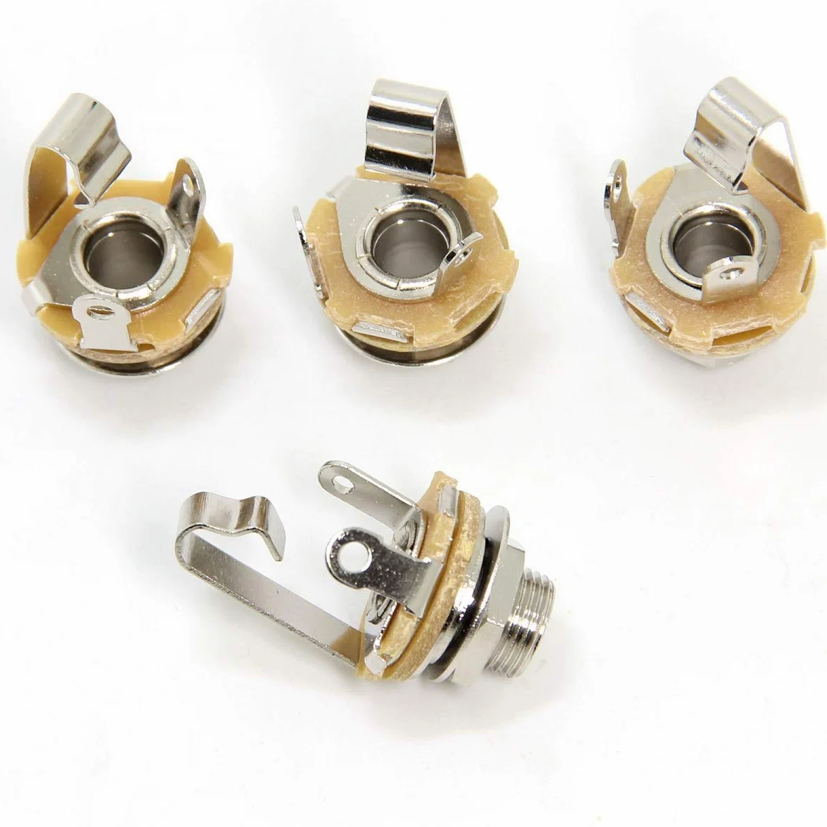 Confezione da 4 Jack di Ingresso Chitarra Femminile Presa per Montaggio a Pannello Mono TS da 6,35 mm con Rondella e Dado a Saldare