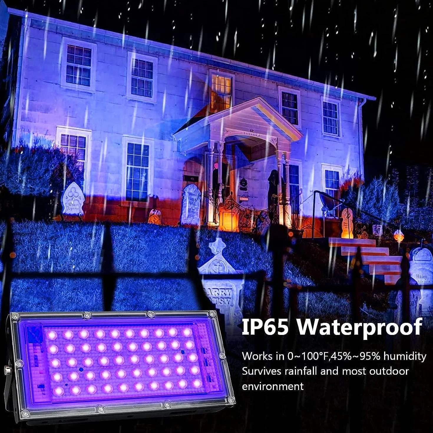 Luce Nera UV 50W, Indmird Faretto UV LED con Interruttore, 395-400nm Potente Faro UV Impermeabile IP65 Lampada UV per Festa Glow,Pittura,Acquario,Natale,Halloween