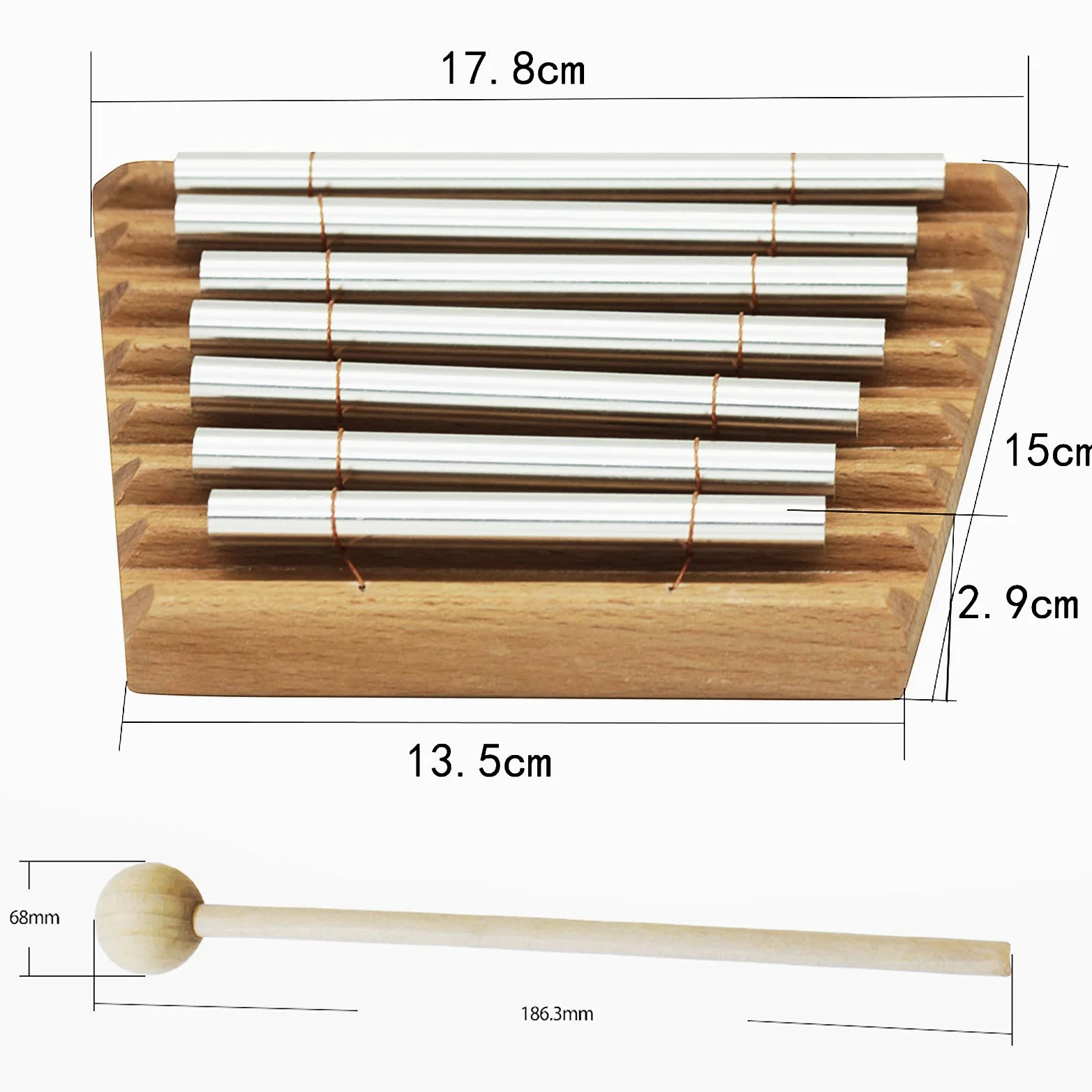 SUNGOOYUE Carillon a 7 Note in Faggio e Alluminio - Strumento Didattico per Aula e Prima Educazione Musicale