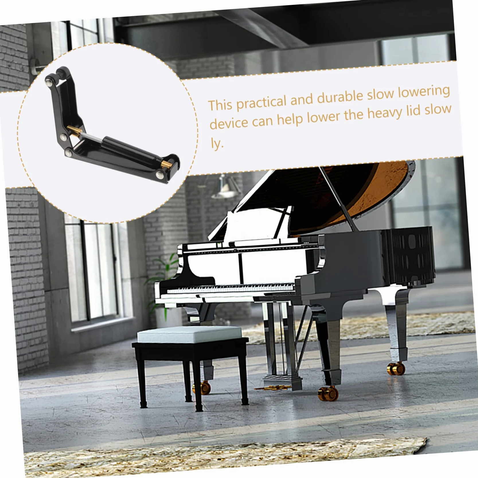 UKCOCO Dispositivo di Rallentamento in Metallo e Gomma ABS Nero per Prevenire Infortuni e Prolungare la Durata per Copertura Tastiera Pianoforte del Copri Pianoforte