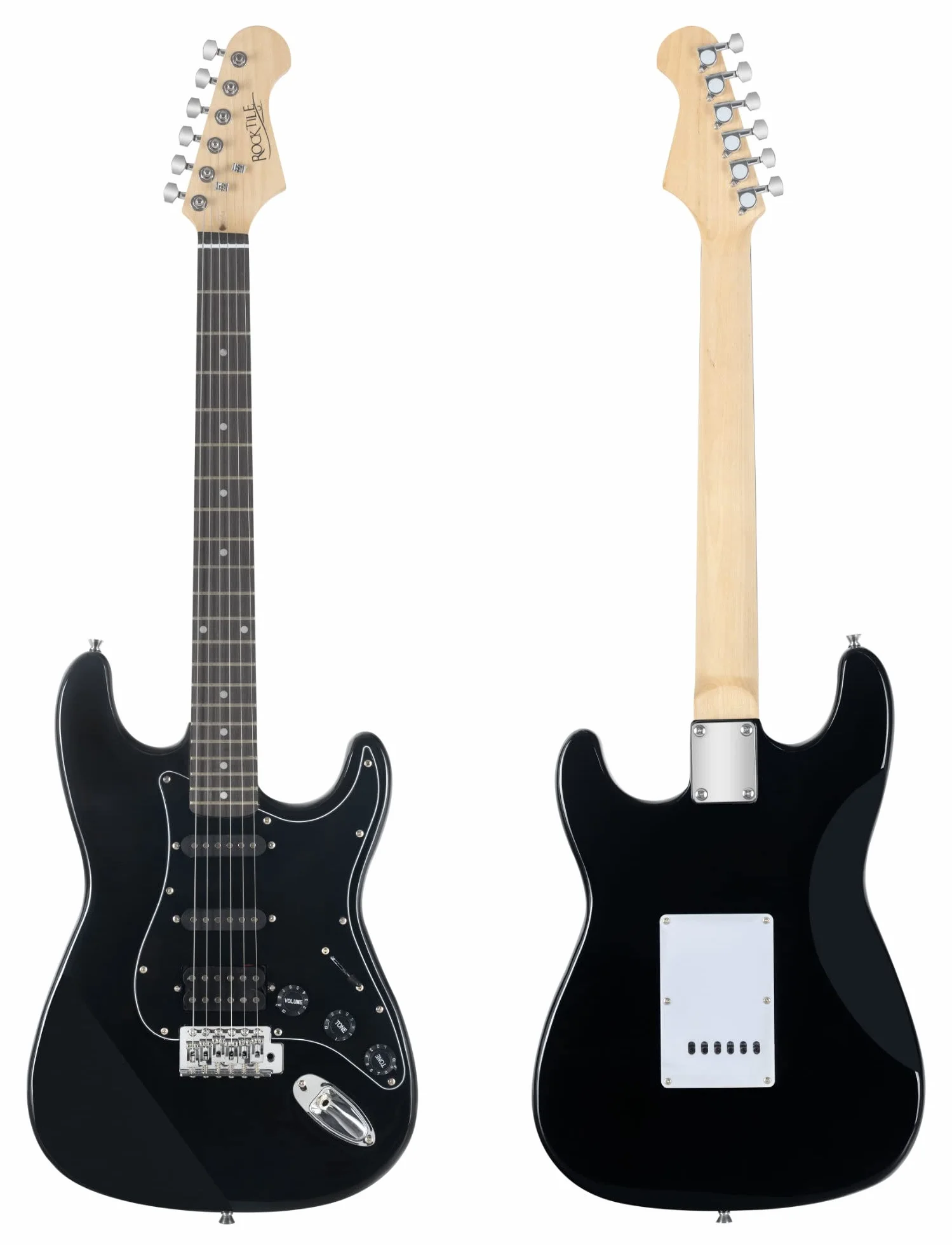 Rocktile Banger's Power Pack Set Completo Chitarra Elettrica con Single Coil e Humbucker Pickups Nero (Amplificatore, Borsa, Cavo, Tracolla, Plettro, Tremolo, Corde di Ricambio e Scuola con CD/DVD)