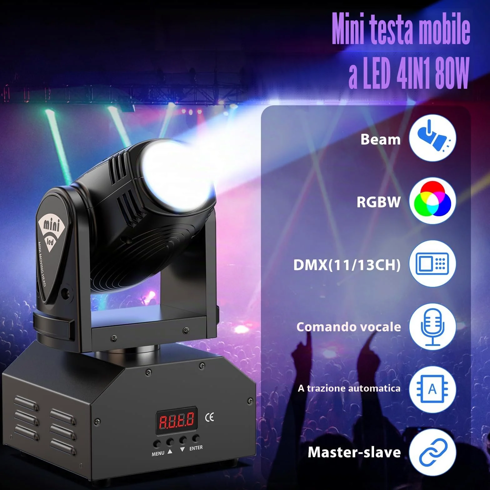 UKing 2 Pezzi Moving Heads RGBW Beam DMX512 Effetto Luce LED 11/13 CH per Feste, Controllata dalla Musica per DJ Discoteca Club Bar Illuminazione Palcoscenico