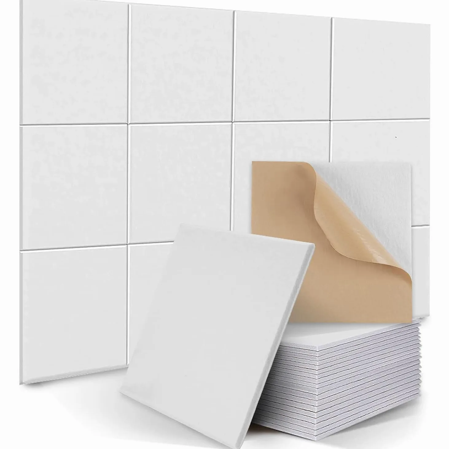 Pannelli Insonorizzanti Per Pareti Colorati, Pannelli Fonoassorbenti Per Pareti Interne, Pannelli Acustici Quadrati Da Parete, 12 Pezzi, 30 X 30 X 0,9 Cm, Per Uffici Home Studio (Bianco)