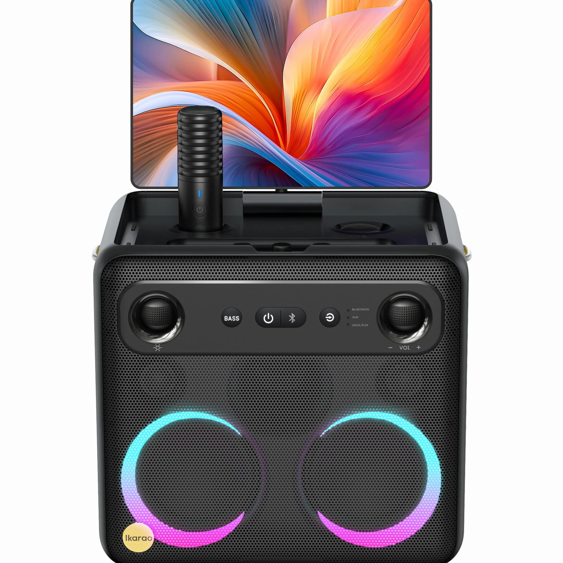 Macchina per karaoke per adulti con display testi, schermo 13,3 pollici, karaoke tutto in uno 2 microfoni wireless (nascosto autocarica), altoparlante