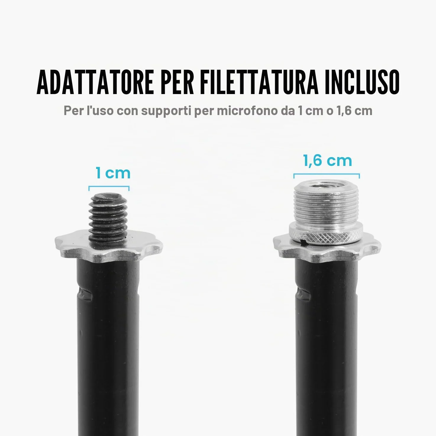 TIGER MCA21-BK Asta per microfono dritta con base treppiedi - Asta microfono regolabile - Nera | Treppiede Base Regolabile Mic Stand - Nero