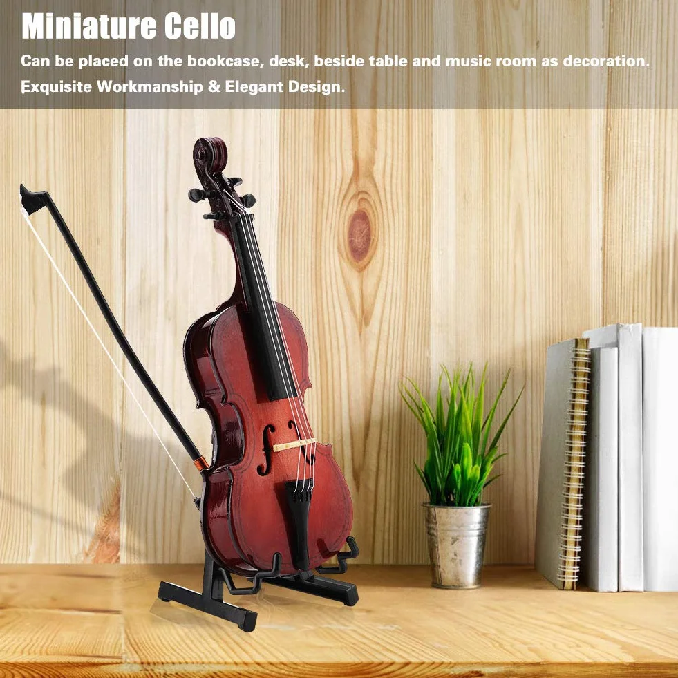Modello di violoncello in Miniatura Modello di violoncello in Legno 14cm Strumento Musicale per casa delle Bambole Ornamenti Artigianali per Artigianato Ornamento per casa da caffè