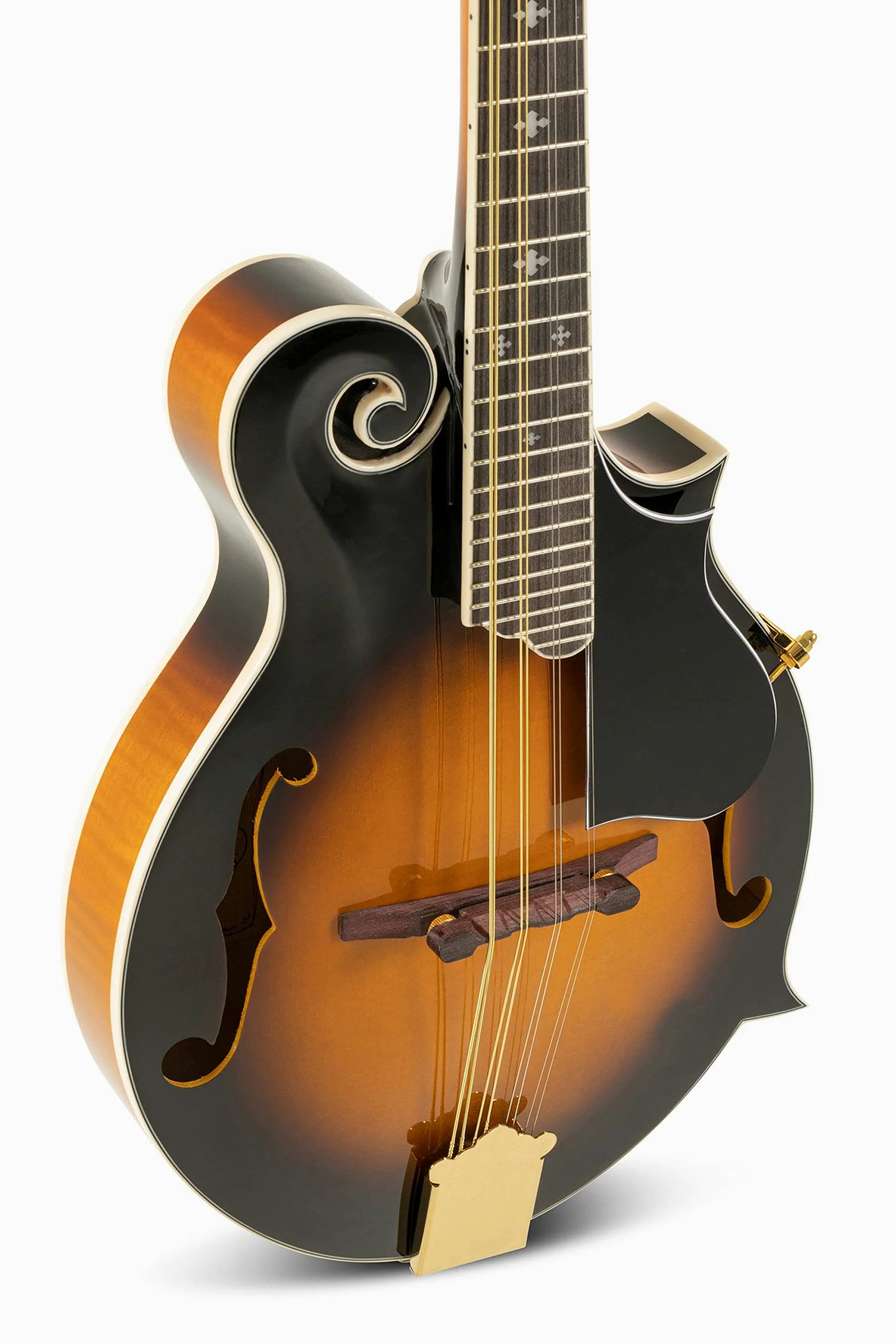 GEWA Mandolino F-2 Premium - Tavola armonica in abete massello - Fondo/fasce in acero massello - Fondo marezzato - Incl. custodia Premium - Finitura lucida Vintage Sunburst