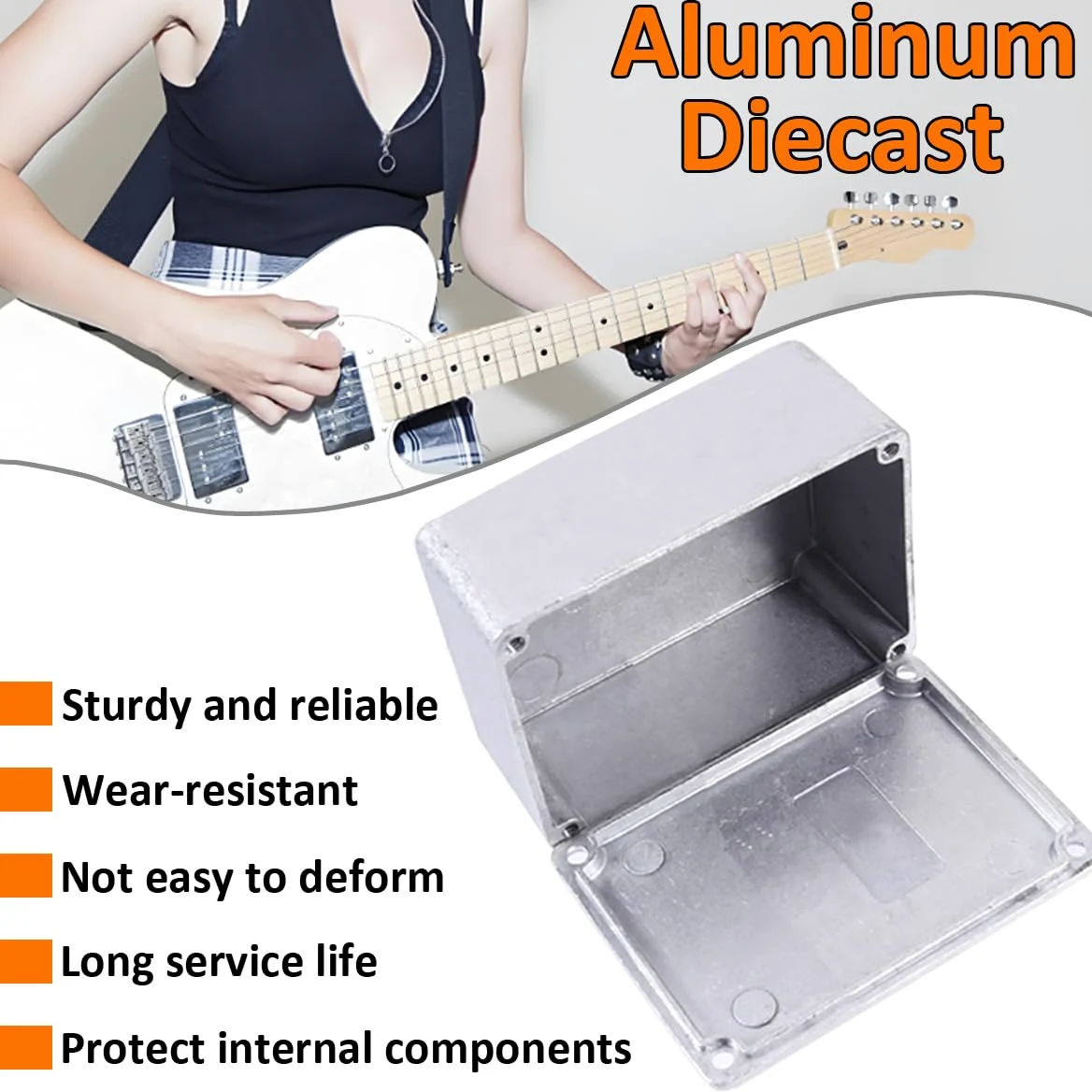 2 Pezzi 1590G Custodia per Pedale Effetto Chitarra Scatola Metallo Stomp Alluminio Pressofuso Progetti Elettronico Case Cassa Pedali Effetti Contenitore 100mmx50mmx26mm