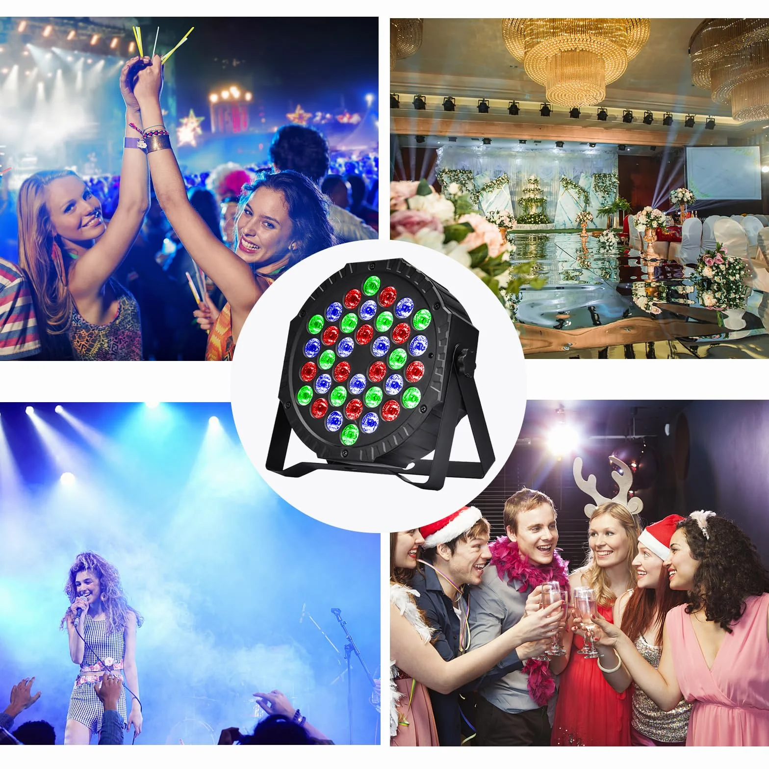 4 PCS Luci da Palco Discoteca 36 LED Par LED Luce da Palcoscenico Luci da DJ Luce Festa 7 Modalità Illuminazione con Telecomando per DJ Bar Party Matrimonio Banda Halloween Natale