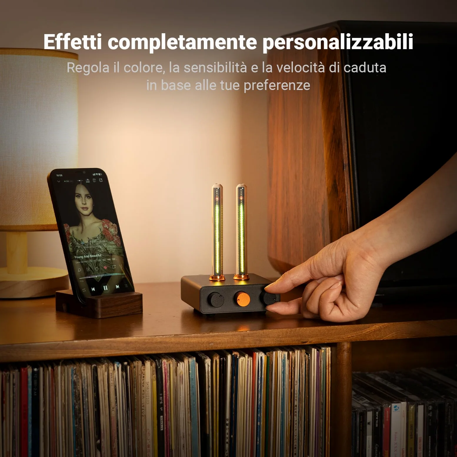 Fosi Audio Music Visualizer, Analizzatore di Spettro del Suono, Luce Ambientale RGB a Tubo d'epoca, Misuratore di Volume del Microfono per il Sistema Stereo, con Regolazione della Sensibilità
