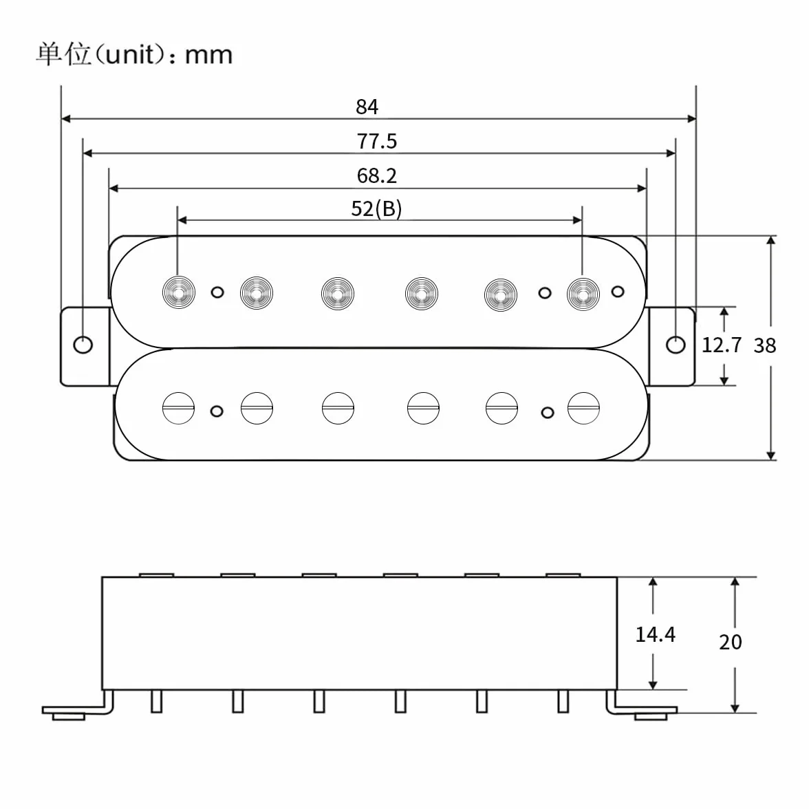 FLEOR Pickup Humbucker per chitarra nera Pickup al ponte Alnico 5 14-15k