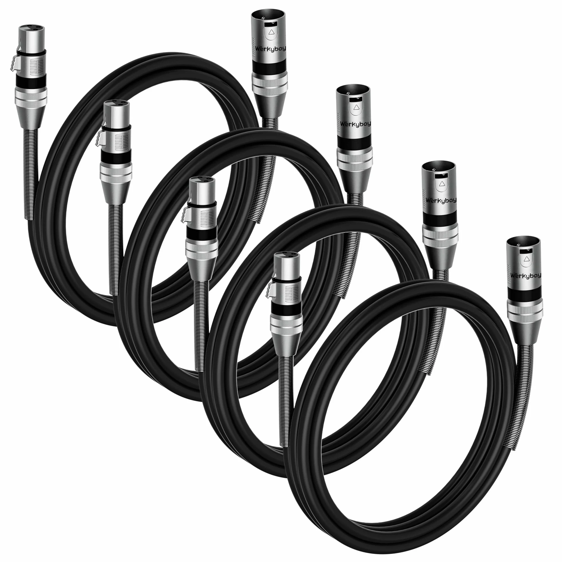 Cavo per Microfono Bilanciato 0.5m(4 pezzo), Cavo di 3-Pin XLR Maschio a Femmina, Struttura a molle SR 50cm Cavi Audio per Microfoni, Podcast, Palchi, Altoparlanti, Mixer, Amplificatori ecc.