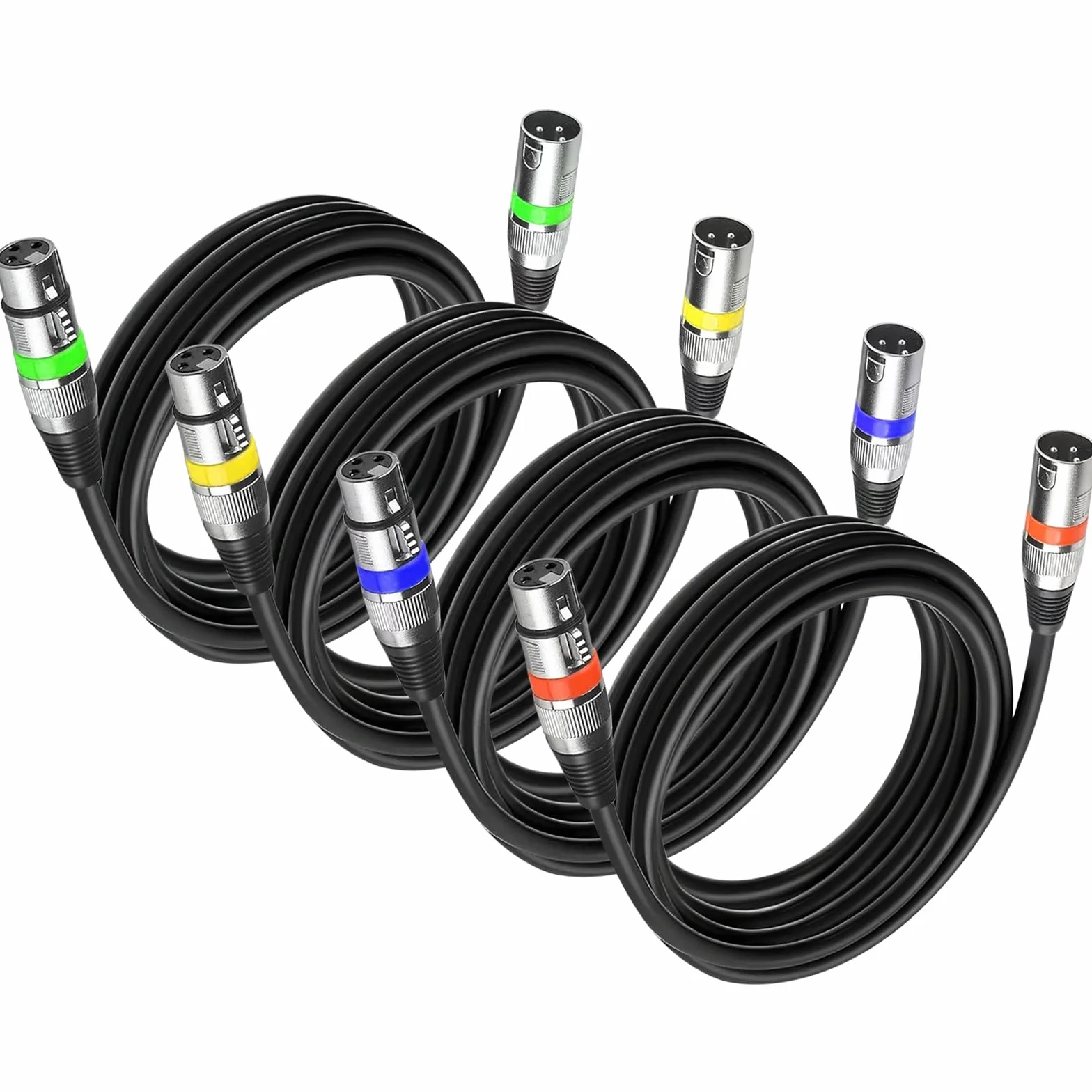 4Pack Cavo Xlr Bilanciato 3m Cavo Microfono Xlr 3 Metri, Cavo Segnale Dmx 3 Poli Cannon Xlr Maschio Femmina 3 mt 3 Pin Dmx Cable per Luci Palco, Cavi Dmx Cavi Xlr Cavo Canon Connettore per Microfoni
