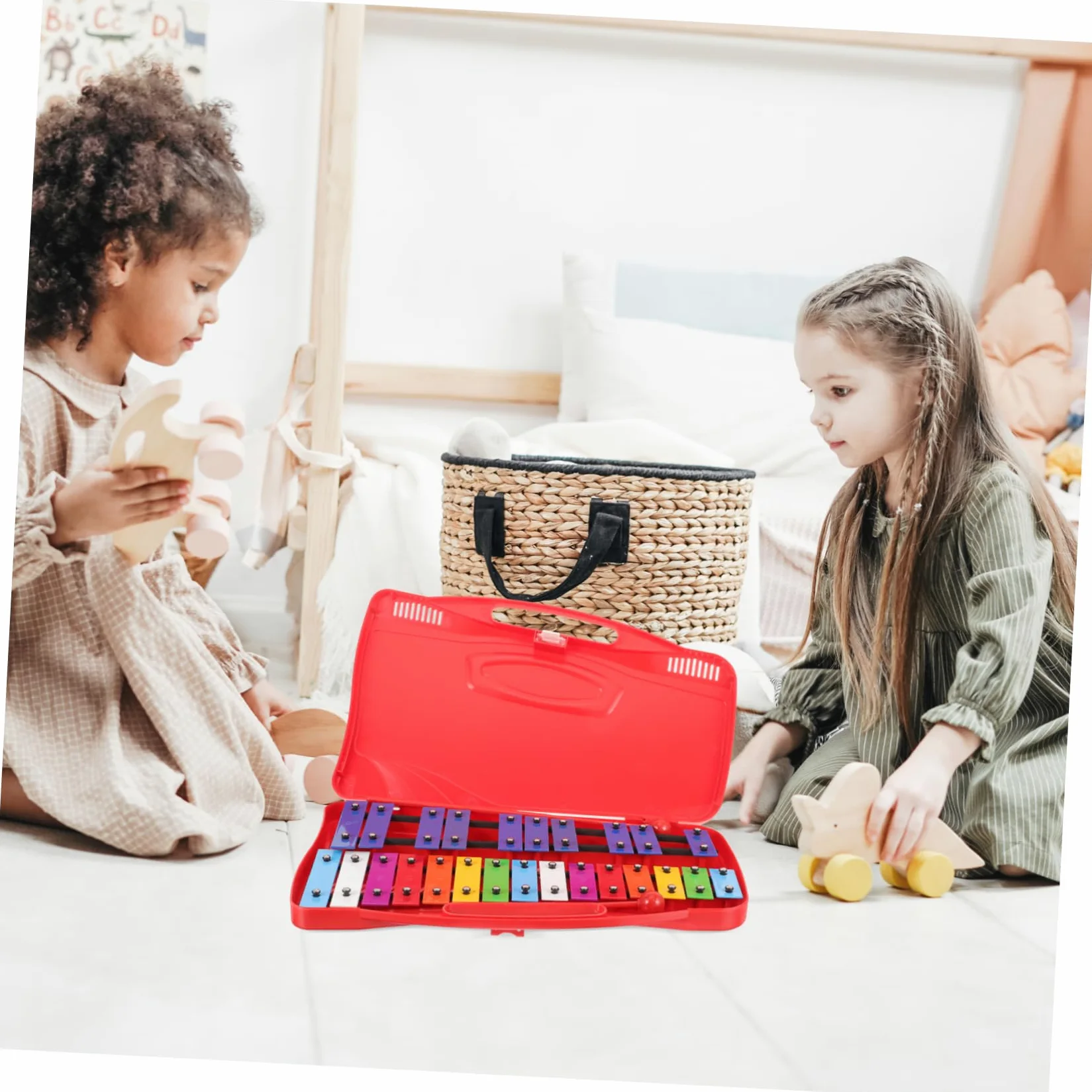 TOYANDONA Xilofono per Bambini 25 Toni, Strumento a Percussione Sicuro e Affidabile Corpo in Plastico e Ferro, per L'apprendimento Precoce e Giochi Educativi