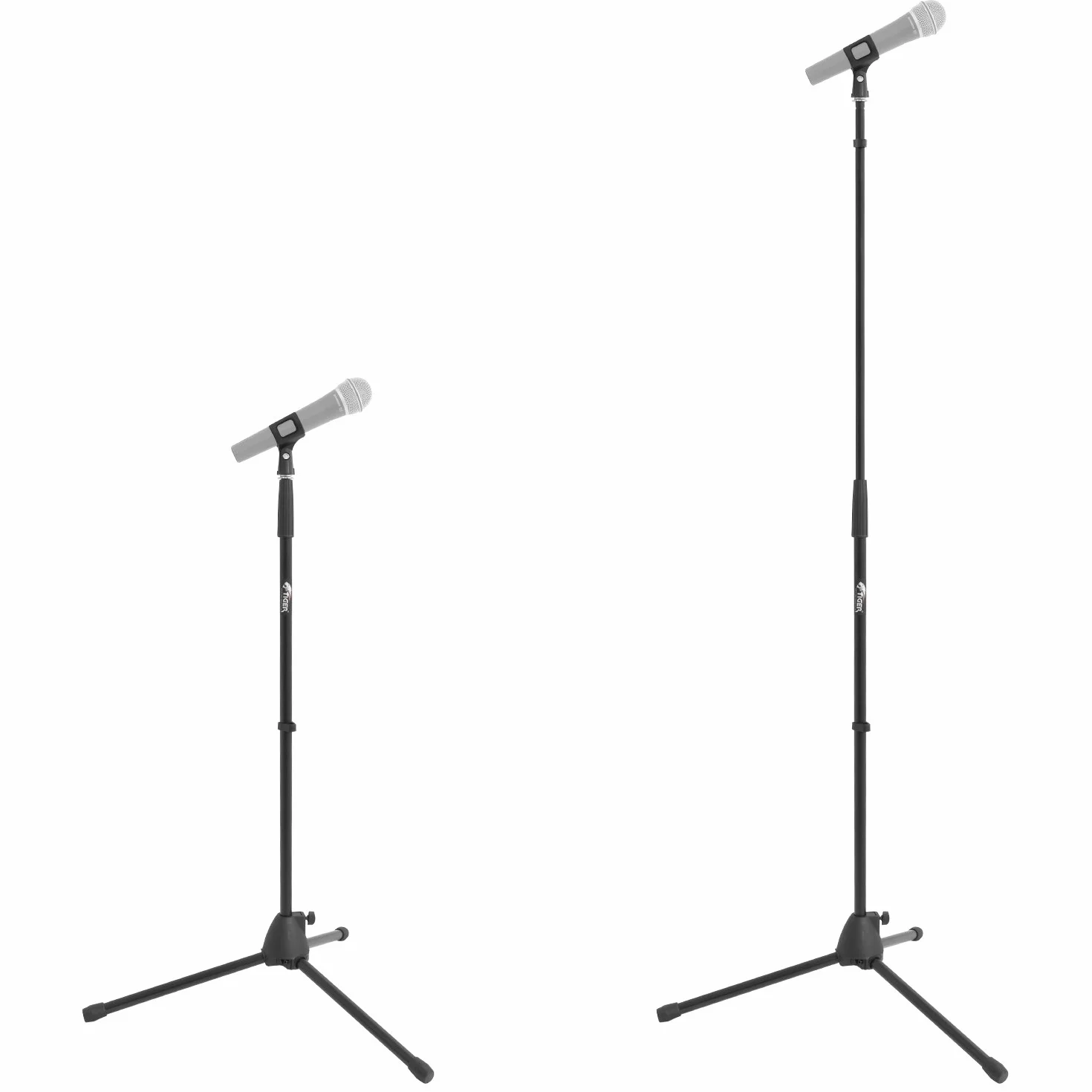 TIGER MCA21-BK Asta per microfono dritta con base treppiedi - Asta microfono regolabile - Nera | Treppiede Base Regolabile Mic Stand - Nero