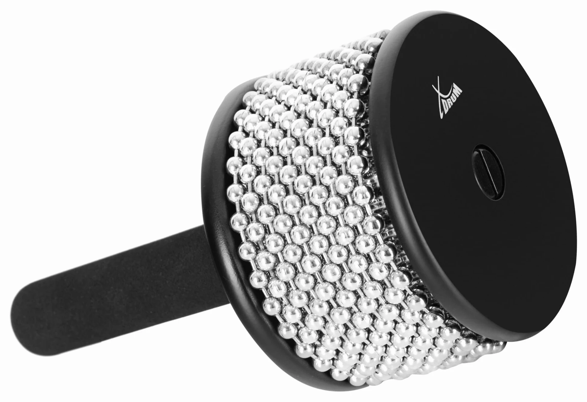 XDrum CB1-BK Cabasa Medium - Strumento Ritmico Classico in Legno - 10 Catene da 34 Perle - Dimensione Media - Può Essere Strofinato o Scosso - Manico Imbottito - Nero