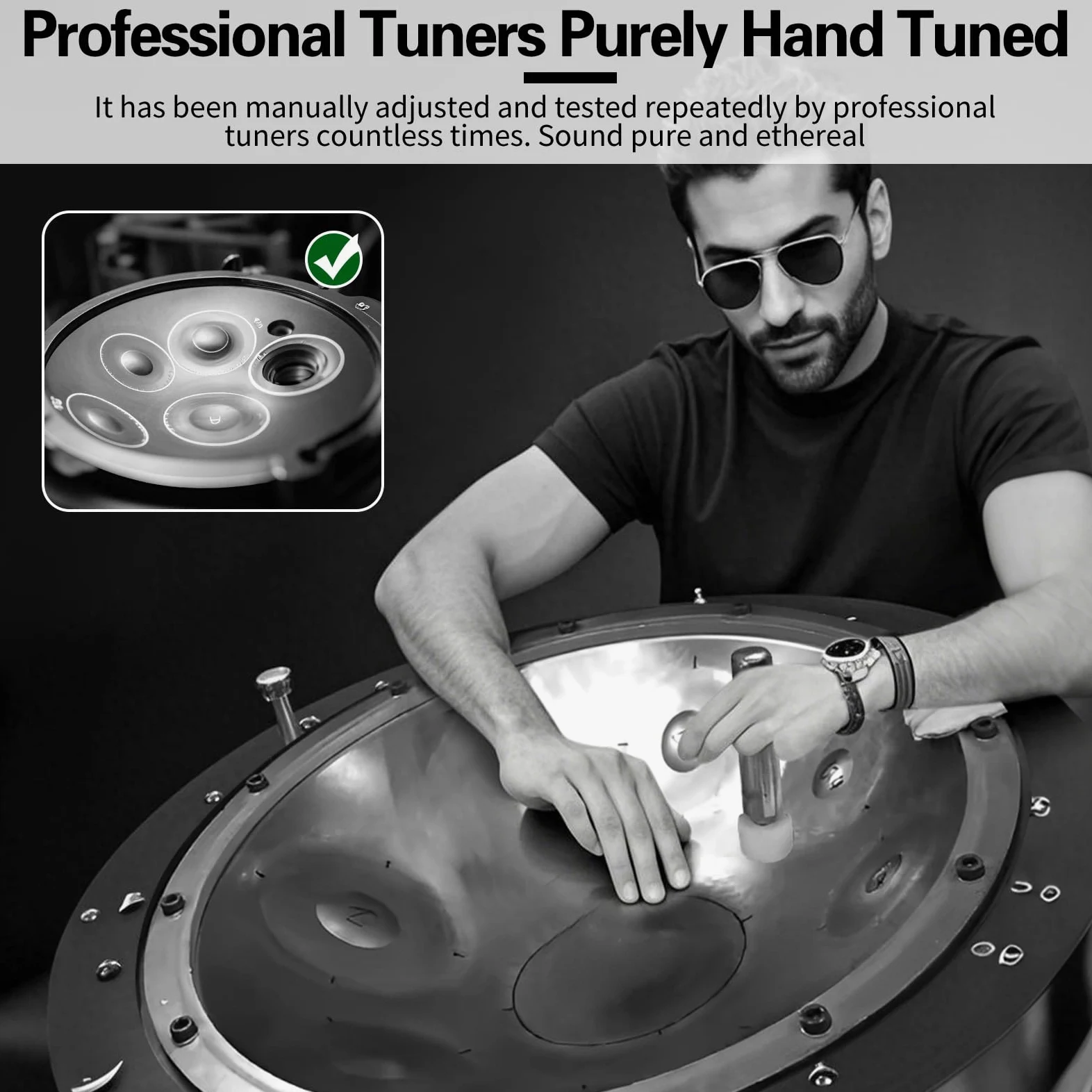 Handpan, strumento da 22 pollici, 10 note, 432 Hz, Hand Pan, Handpan Drum in Re minore, con borsa per tamburo, bacchette, supporto Steel Pan, per principianti, professionisti, musicoterapia