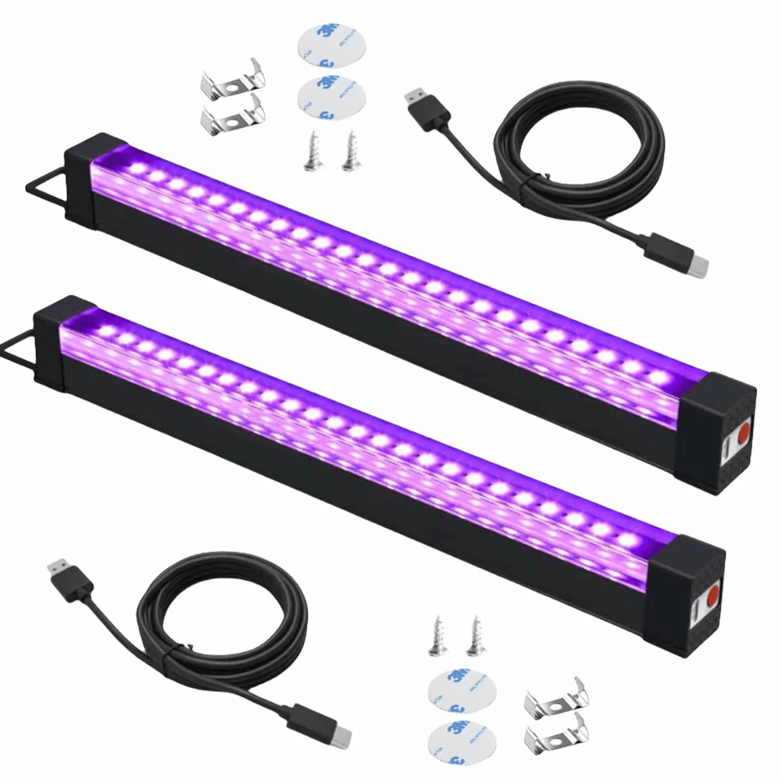 PORFOYO 2 Pezzi LED Luce Nera Bar Luce Nero Portatile UV Tubo Luce Lampada Viola LED UV Tubo Per Sera, Pittura Fluo, Poster Fluorescente, Halloween, Natale