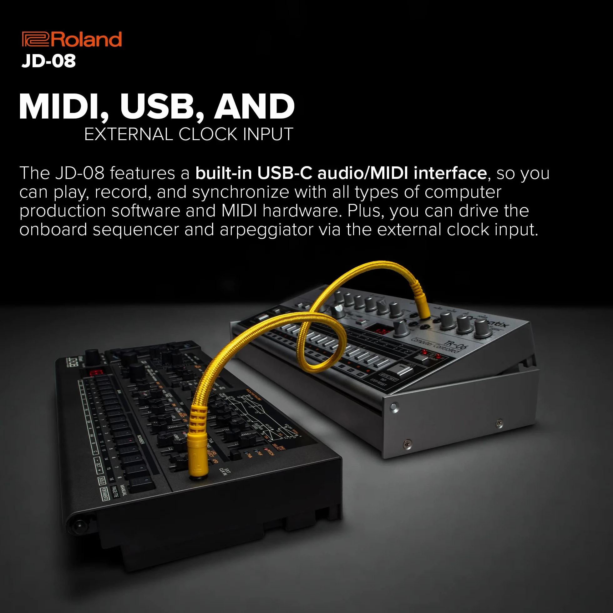 Roland JD-08 Modulo Sonoro Sintetizzatore Boutique – Riedizione Moderna e Compatta del Leggendario Roland JD-800 degli anni '90 con Nuovi Effetti, Sequencer Polifonico e Molto Altro